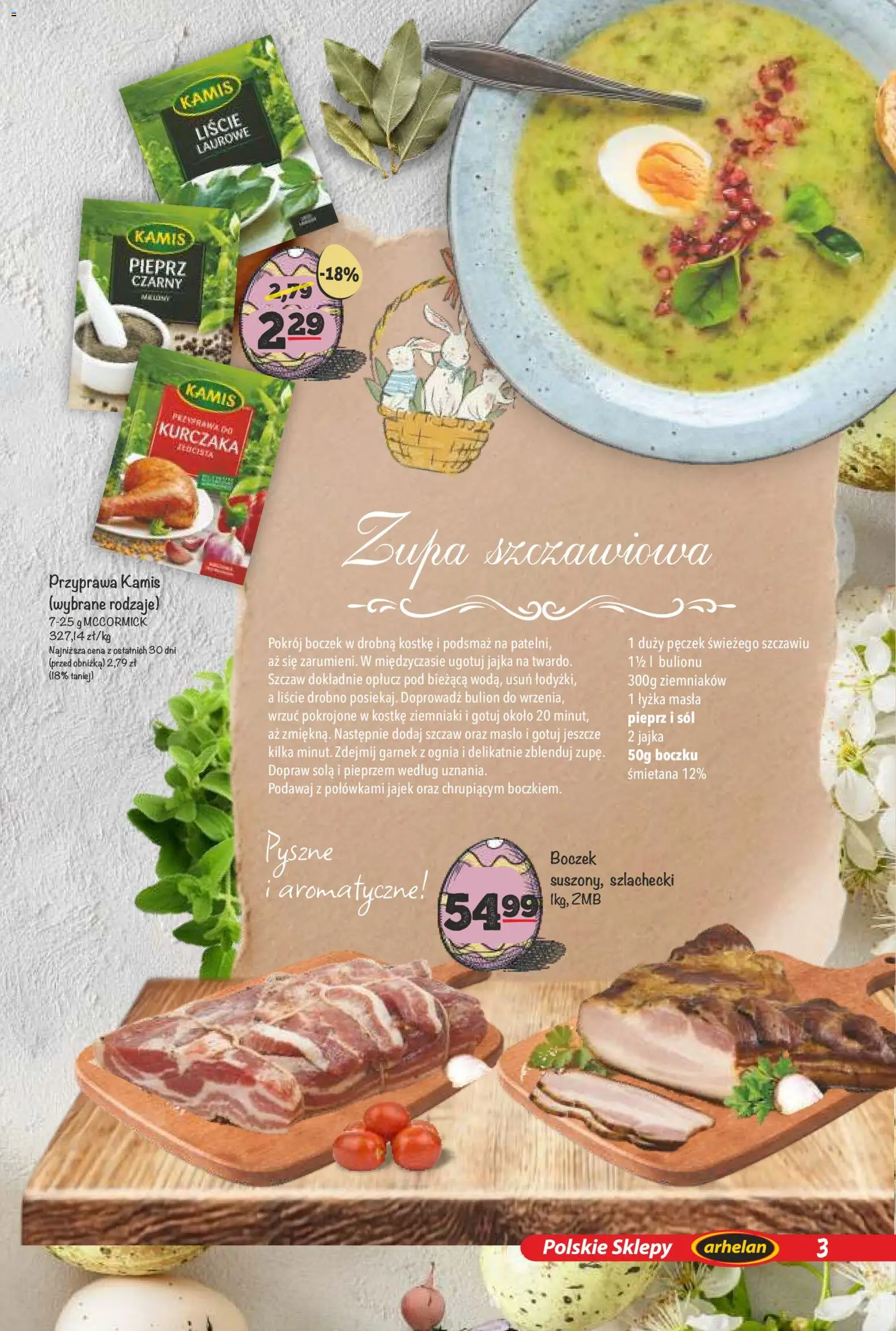 Arhelan gazetka - Smaki Wielkanocy od 20.03.2026 | Strona: 3 | Produkty: Boczek, Masło, Jajka, Sól