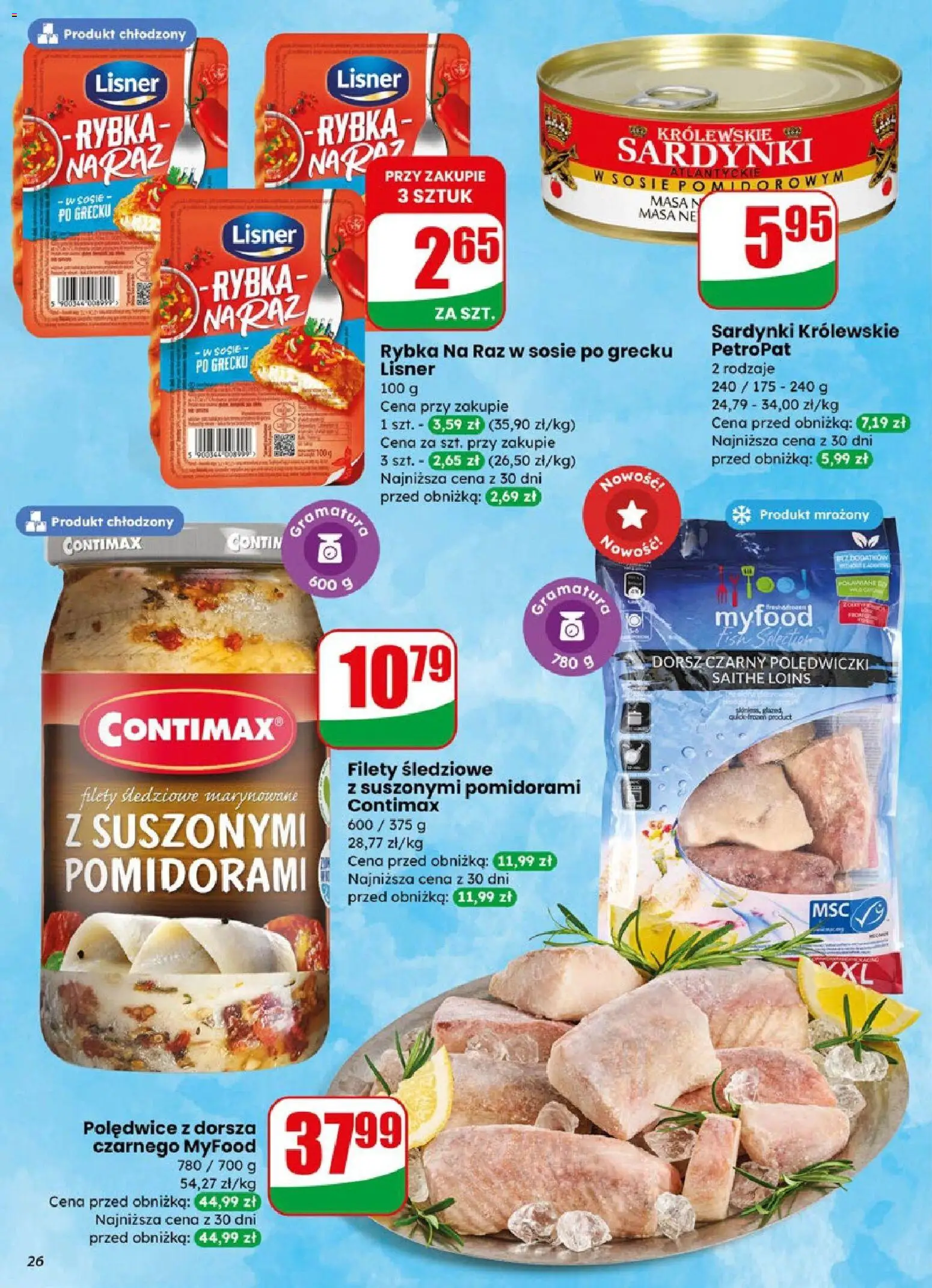 Dino gazetka od 08.04.2026 | Strona: 26 | Produkty: Dorsz, Dorsz czarny