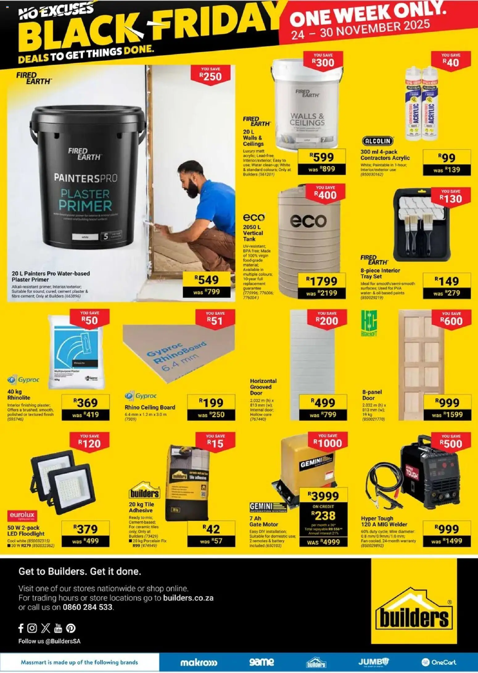 New Builders catalogue – valid from 24.11.2025 | Page: 4 | Products: Primer, Battery, Adhesive, Cement