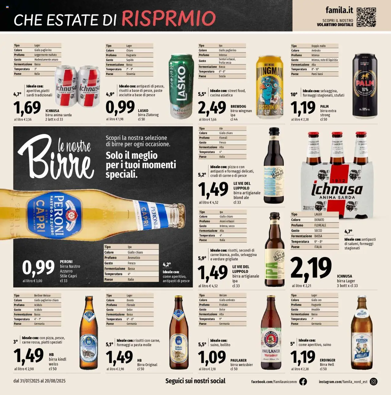 Volantino Famila del 31.07.2025 | Pagina: 12 | Prodotti: Verdure, Frutta, Suino, Amaro