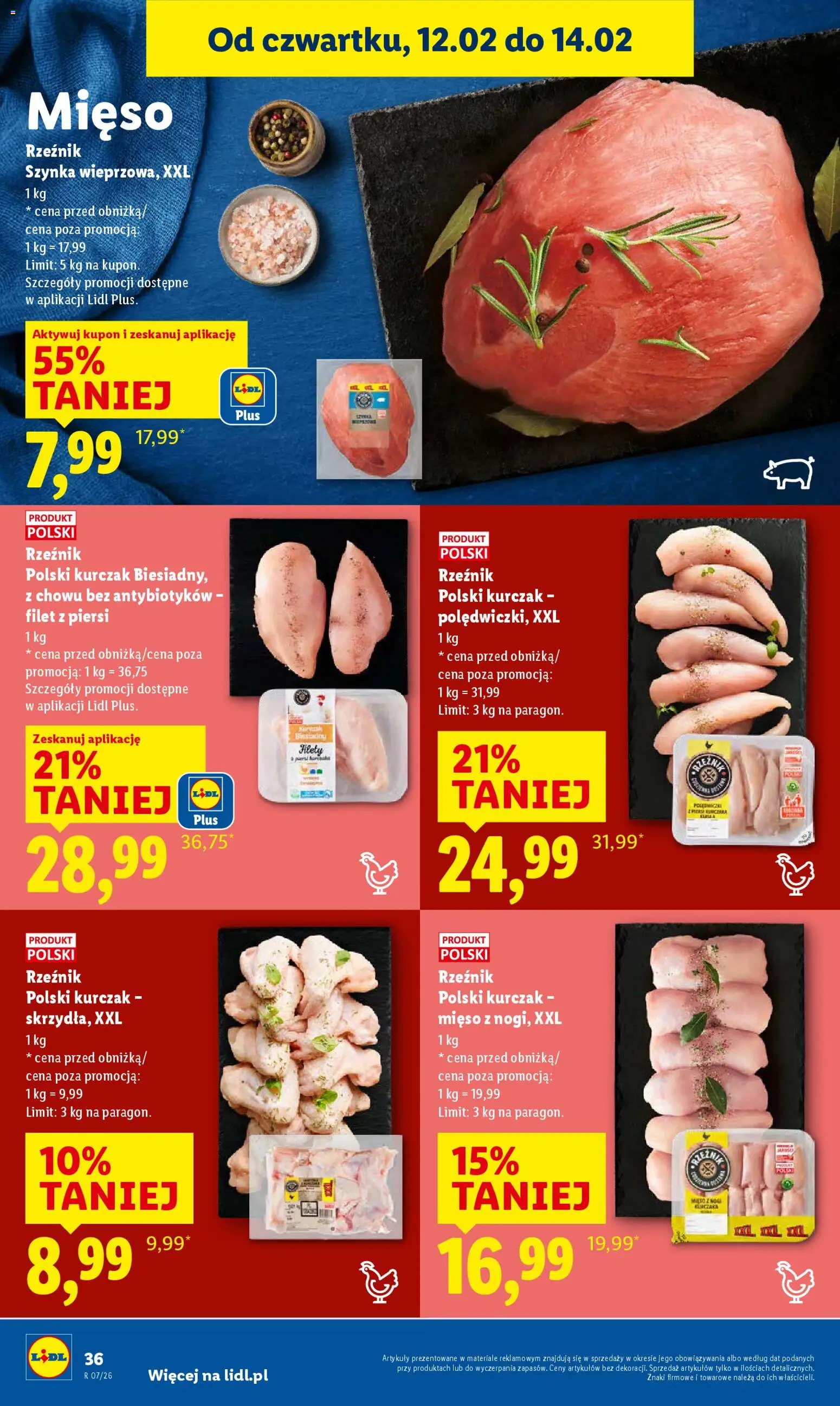 Lidl Gazetka od 12.02.2026 | Strona: 36 | Produkty: Kurczak, Piersi, Mięso, Szynka