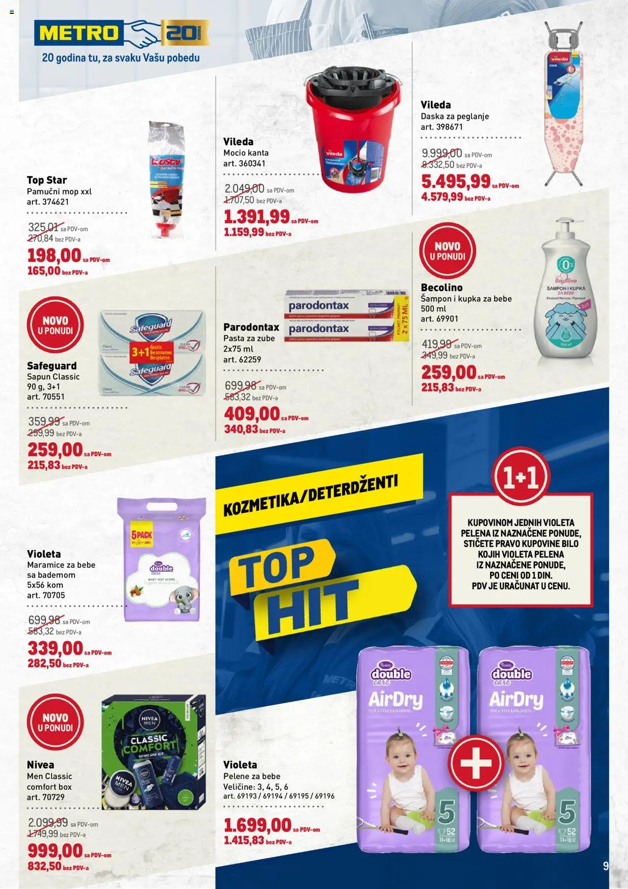 Metro katalog - važi od 21.08.2025 | Strana: 9 | Proizvode: Nivea, Daska za peglanje, Vileda, Pasta za zube