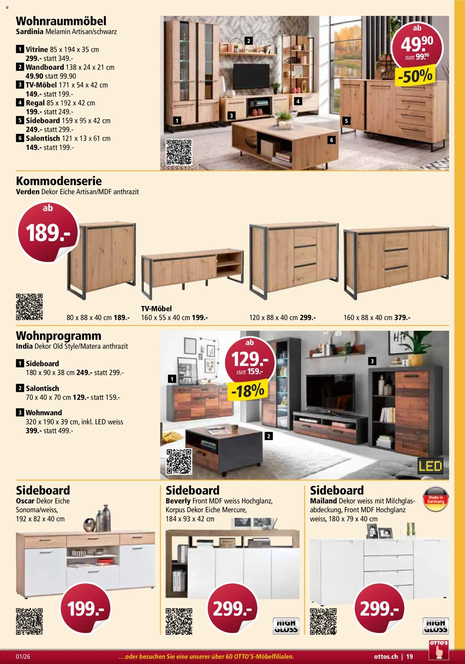 Otto's Aktionen Möbelflyer – gültig ab 01.01.2026 | Seite: 19 | Produkte: Vitrine, Regal, Sideboard, Wohnwand