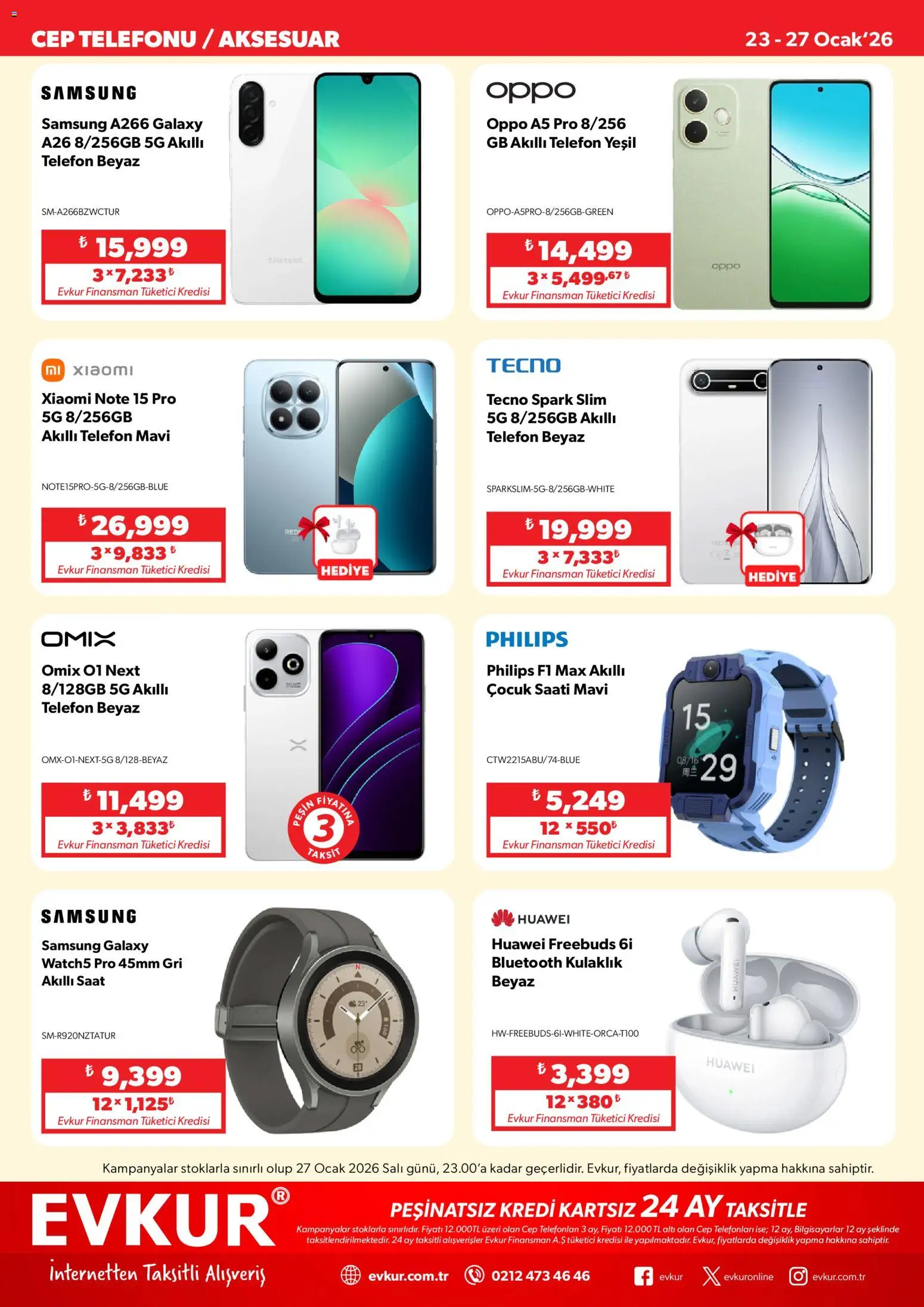 Evkur Katalog - 23.01.2026 tarihinden itibaren geçerlidir | Sayfa: 2 | Ürünler: Akıllı saat, Telefon, Akıllı telefon, Saat