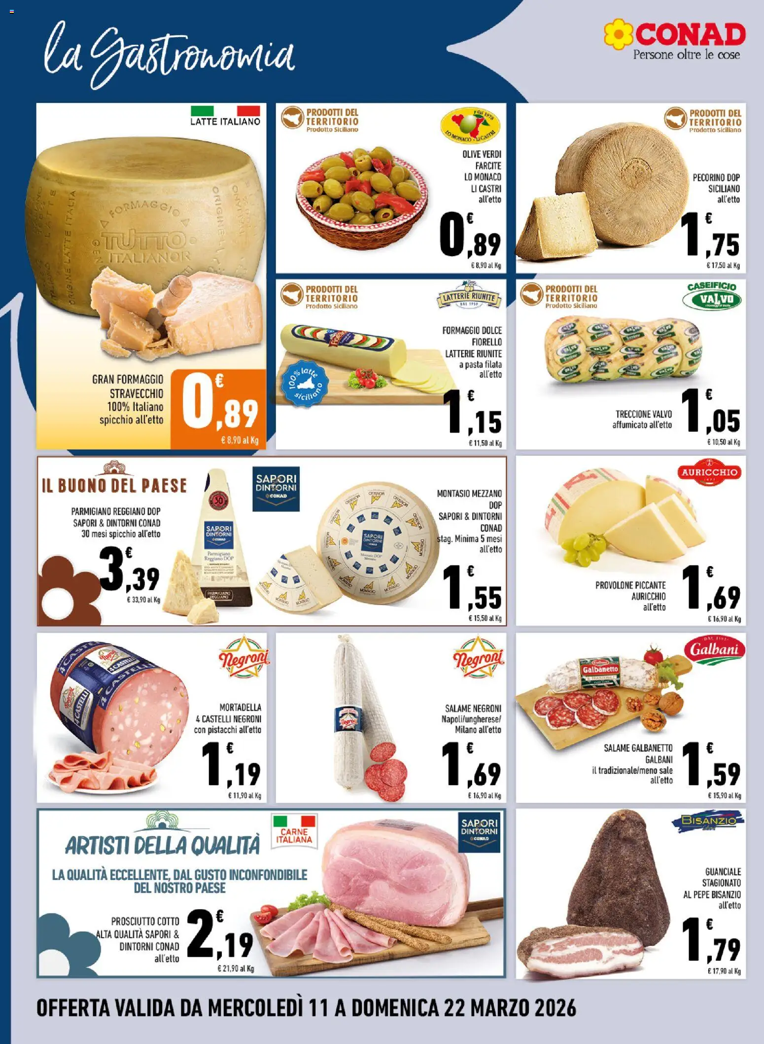 Volantino Conad del 11.03.2026 | Pagina: 8 | Prodotti: Prosciutto Cotto, Salame, Sale, Guanciale