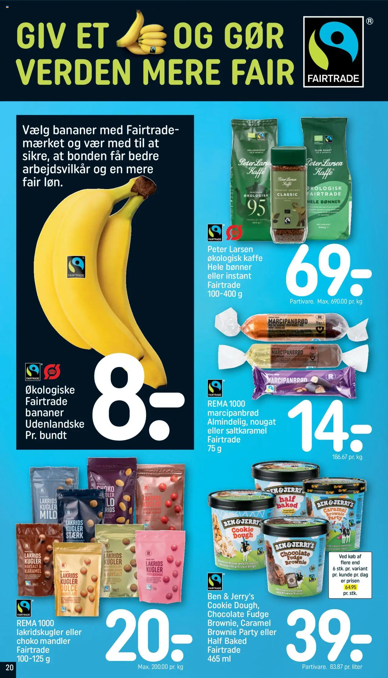Rema 1000 tilbudsavis – gyldig fra 21.09.2025 | Side: 20 | Produkter: Kaffe, Bananer, Marcipanbrød, Nougat