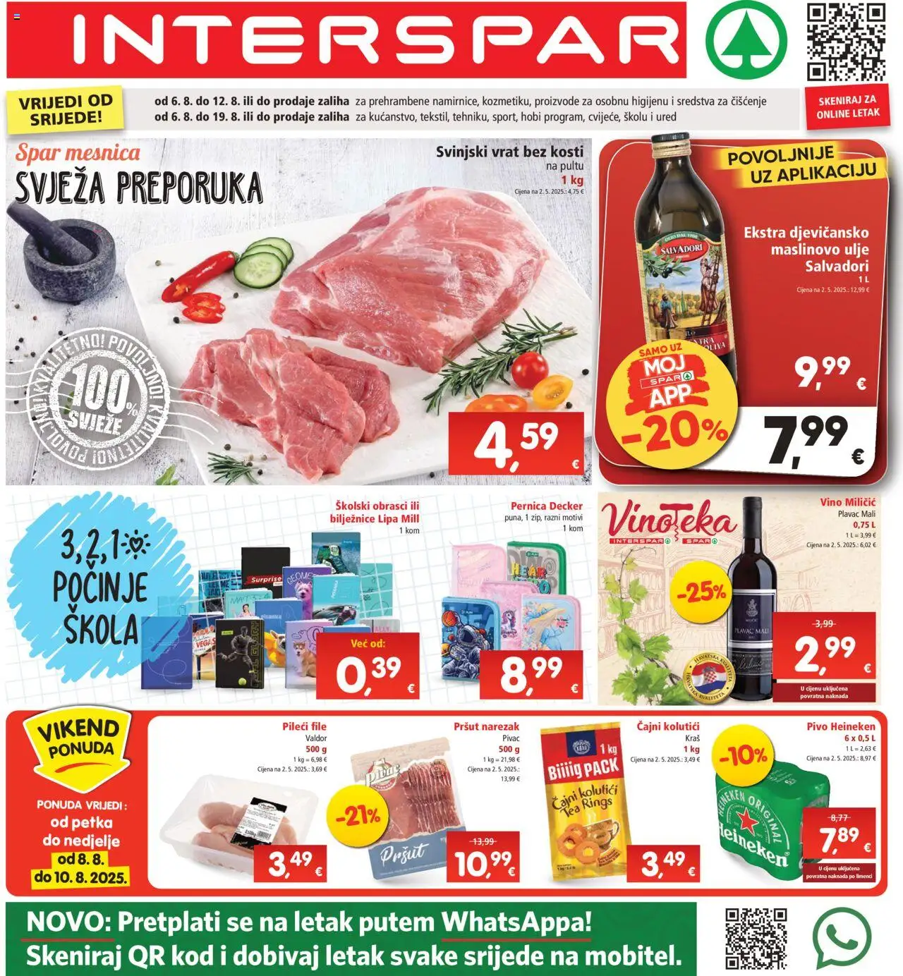 Interspar katalog | vrijedi od 06.08.2025 | Stranica: 1 | Proizvodi: Pernica, Maslinovo ulje, Pršut, Narezak