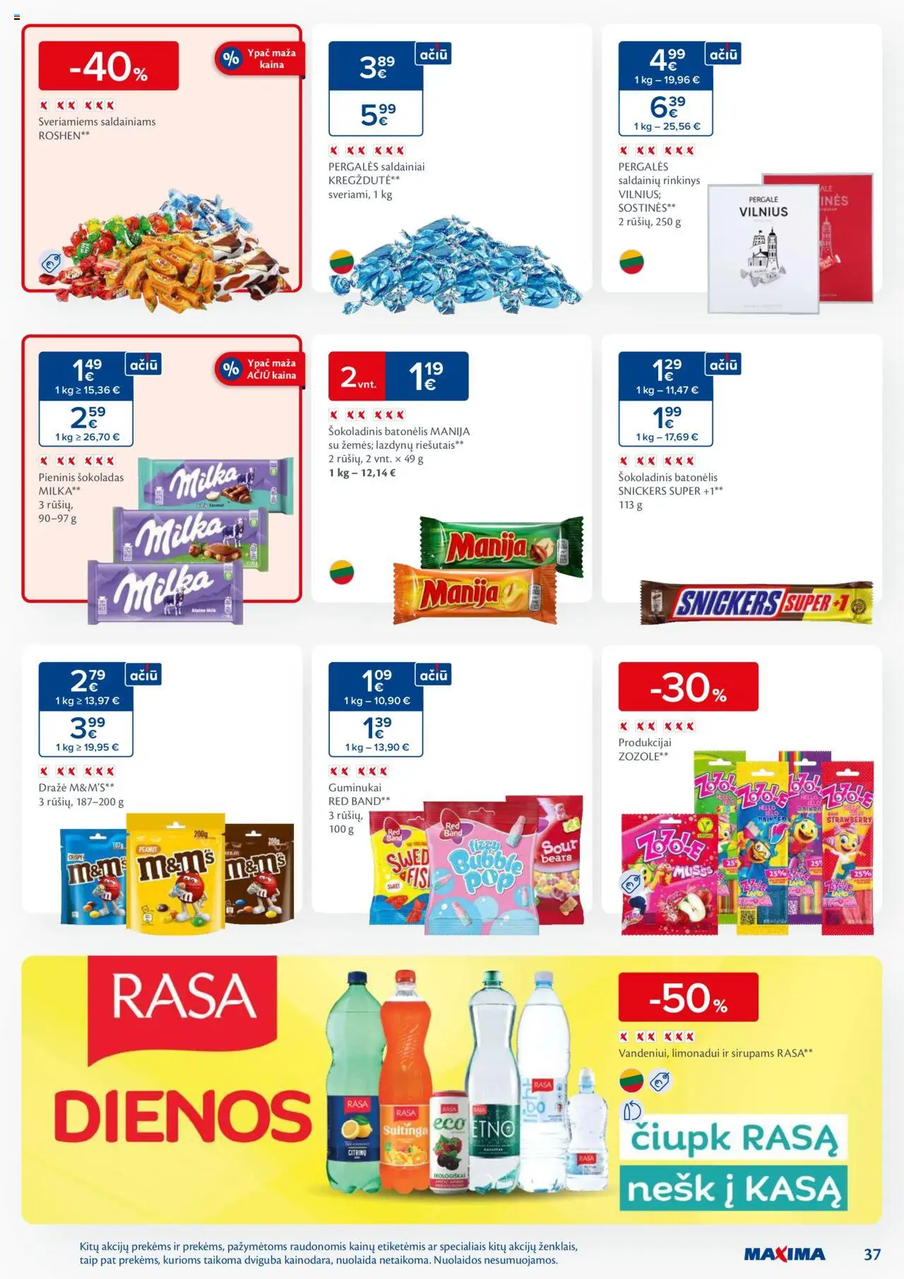 MAXIMA leidinys│galioja nuo 17.06.2025 | Puslapis: 37 | Prekių: Šokoladas, Guminukai, Šokoladinis batonėlis, Saldainiai