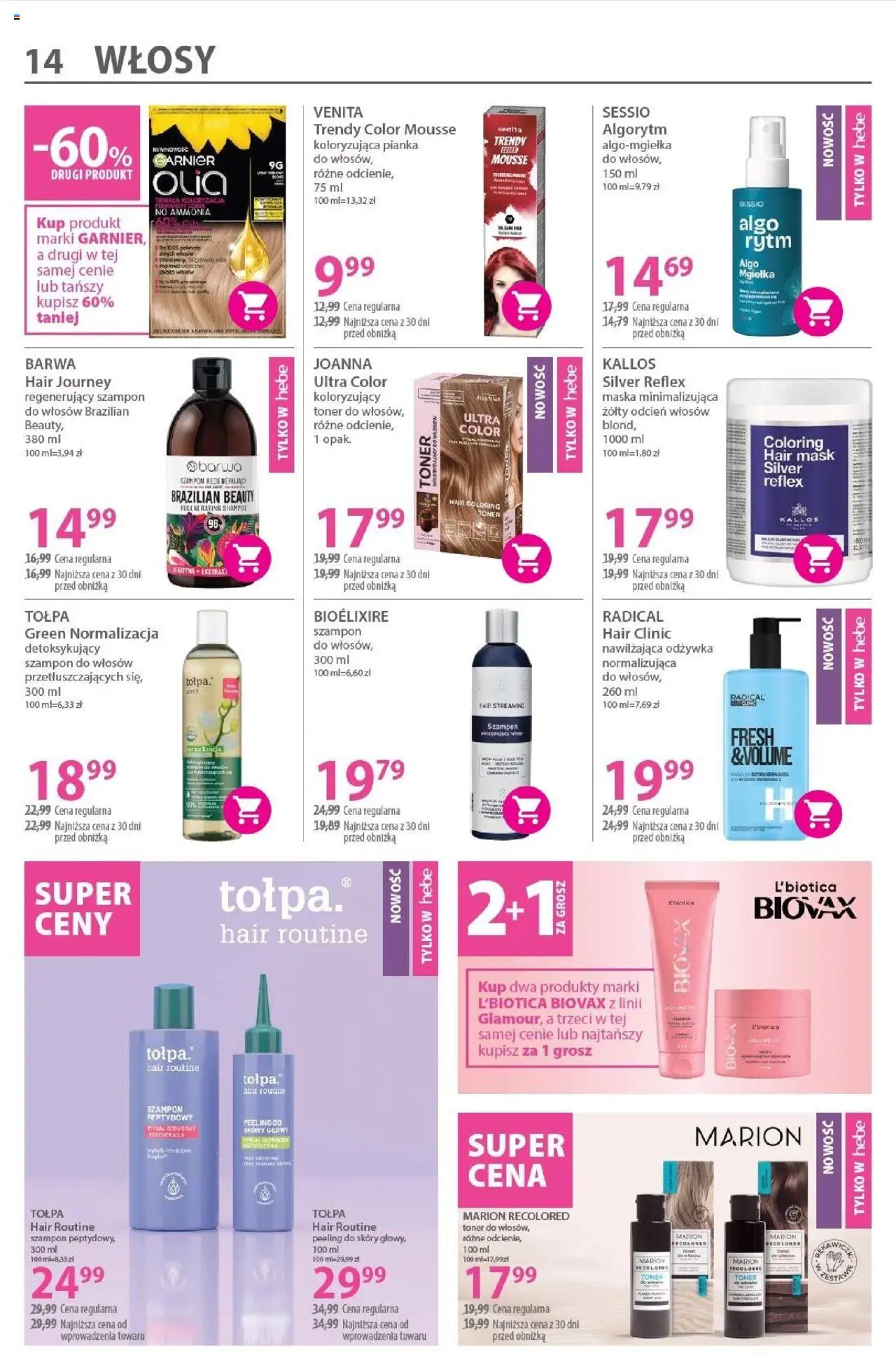 Hebe Gazetka od 07.08.2025 | Strona: 14 | Produkty: Toner, Szampon, Odżywka, Maska