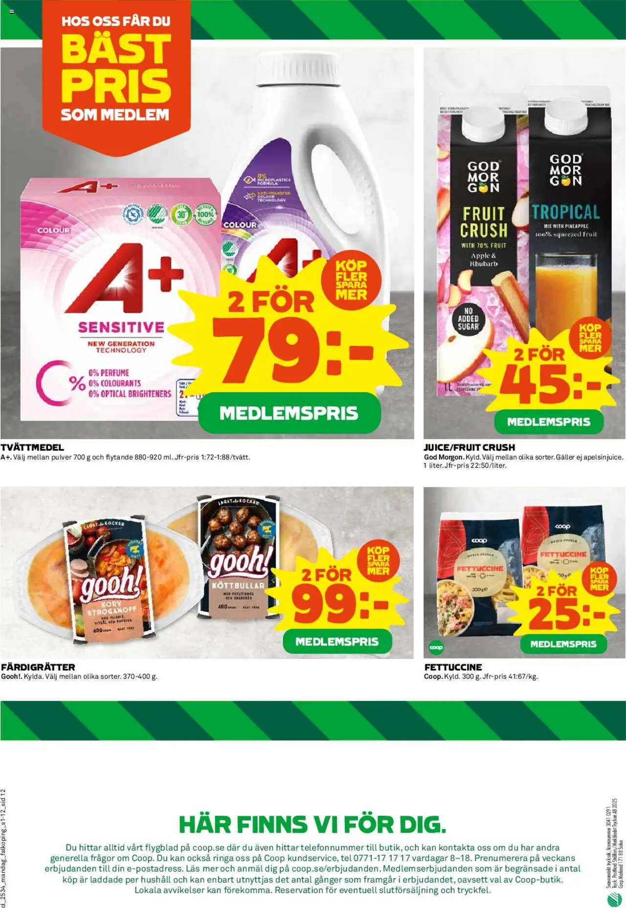 Coop reklamblad aktuell från 18.08.2025 | Sida: 12 | Produkter: Köttbullar, Tvättmedel, Galler, Äpple
