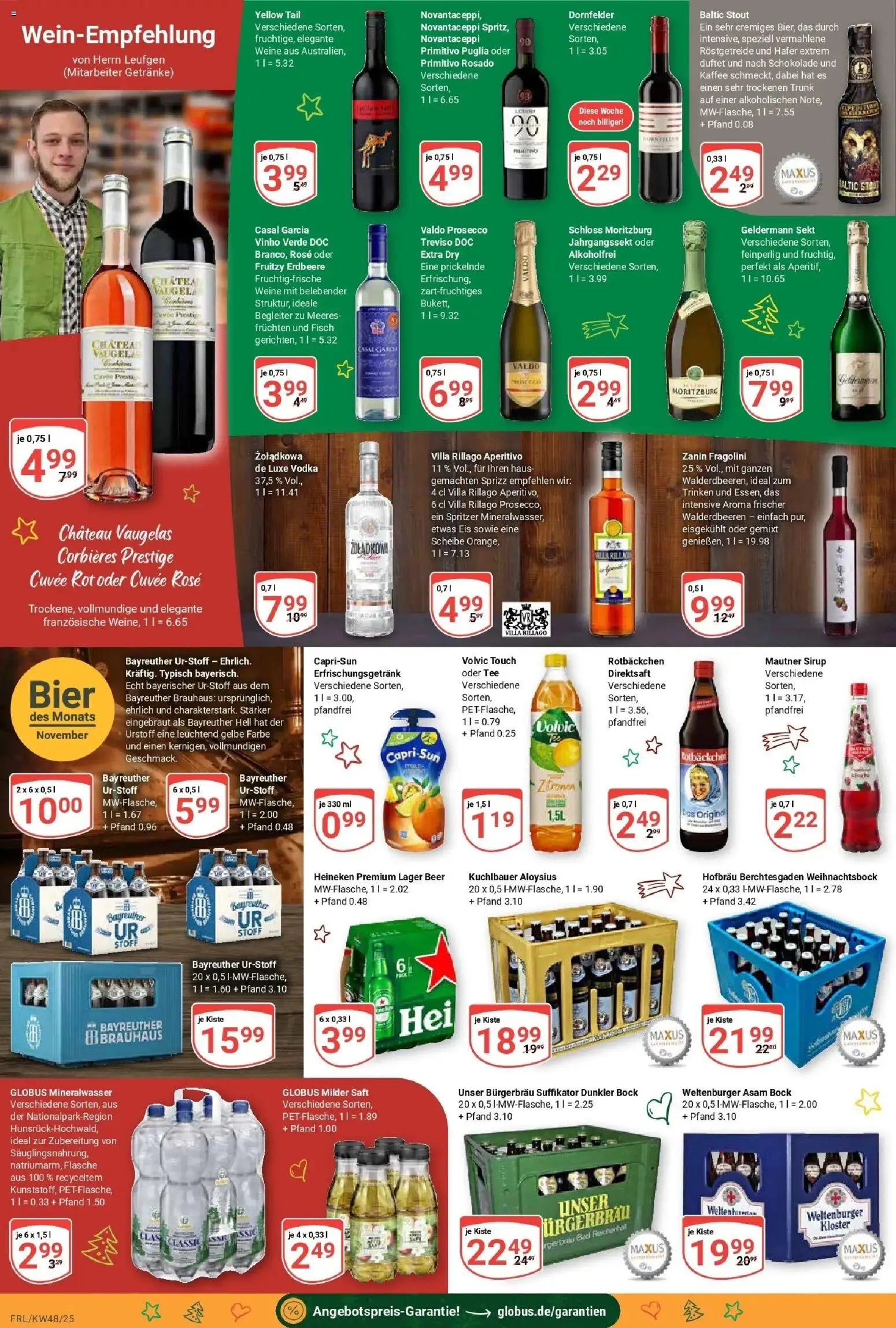 Globus prospekt Freilassing	 – gültig ab 23.11.2025 | Seite: 18 | Produkte: Kaffee, Mineralwasser, Saft, Vodka