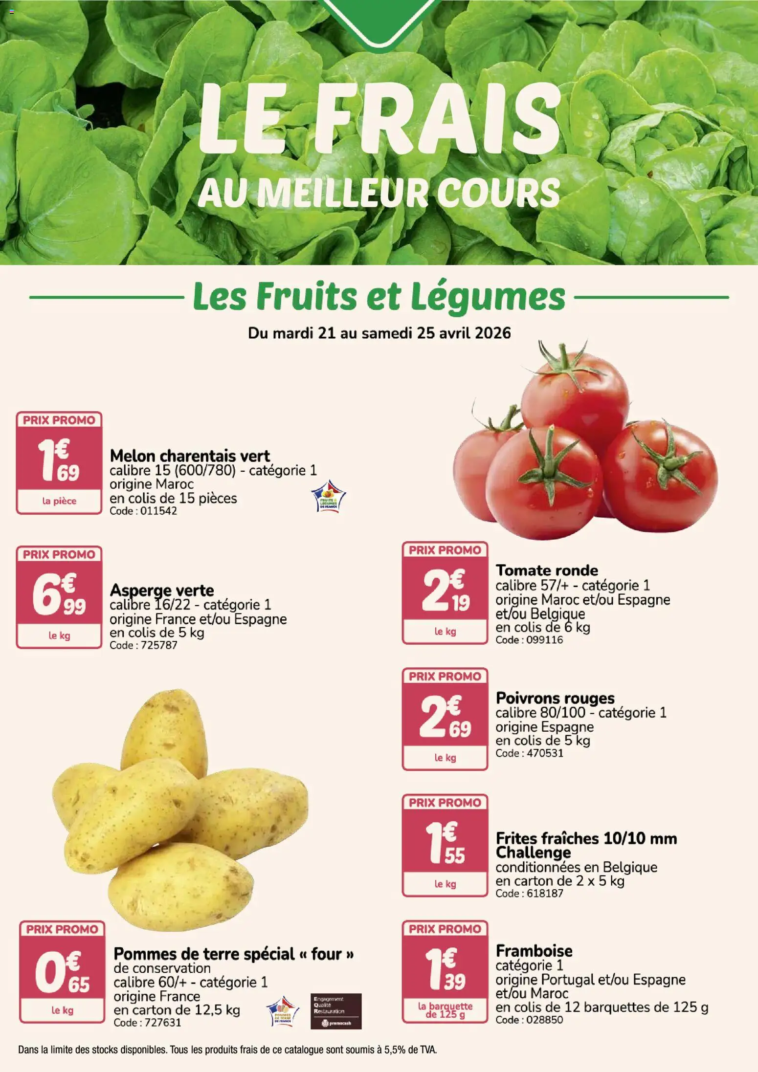 {H1} | Page: 4 | Produits: Framboise, Asperge, Pommes, Pommes de terre