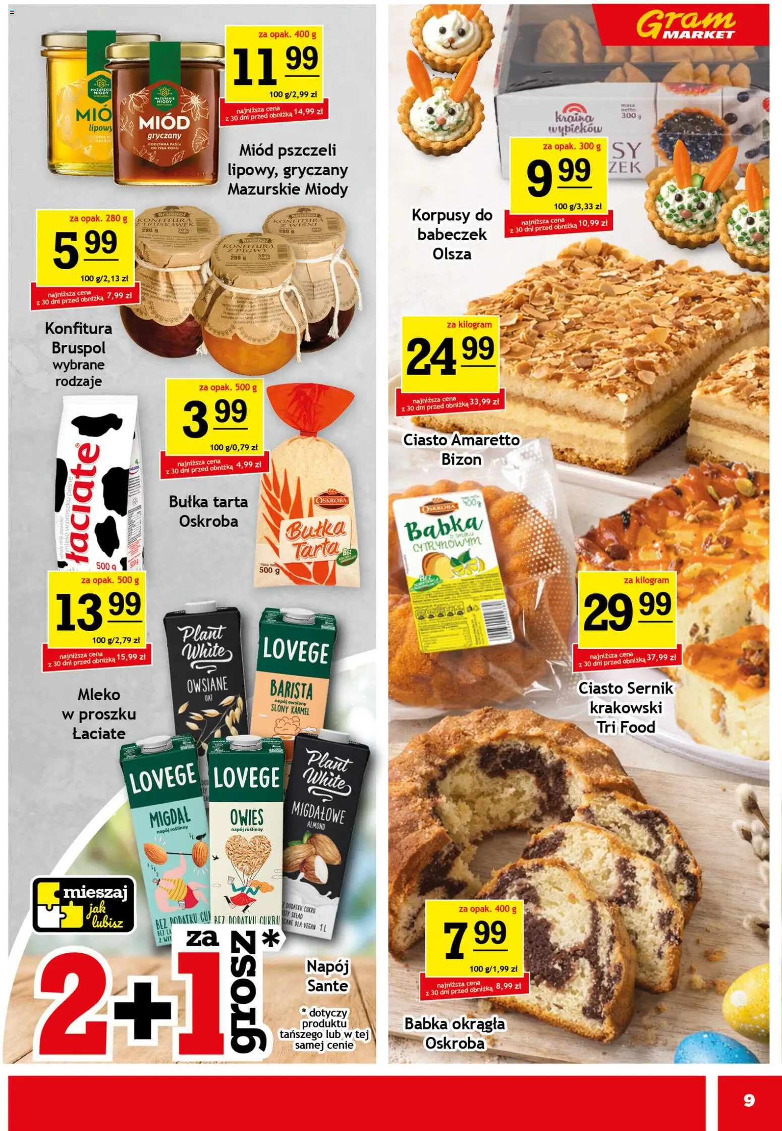 Gram Market gazetka od 25.03.2026 | Strona: 9 | Produkty: Napój owsiany, Miód, Bułka tarta, Bułka