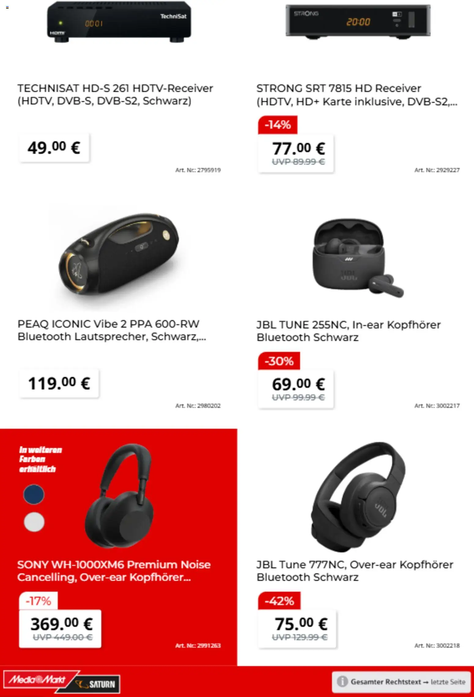 Saturn Prospekt 	 – gültig ab 10.02.2026 | Seite: 13 | Produkte: Sony, Receiver, Kopfhörer