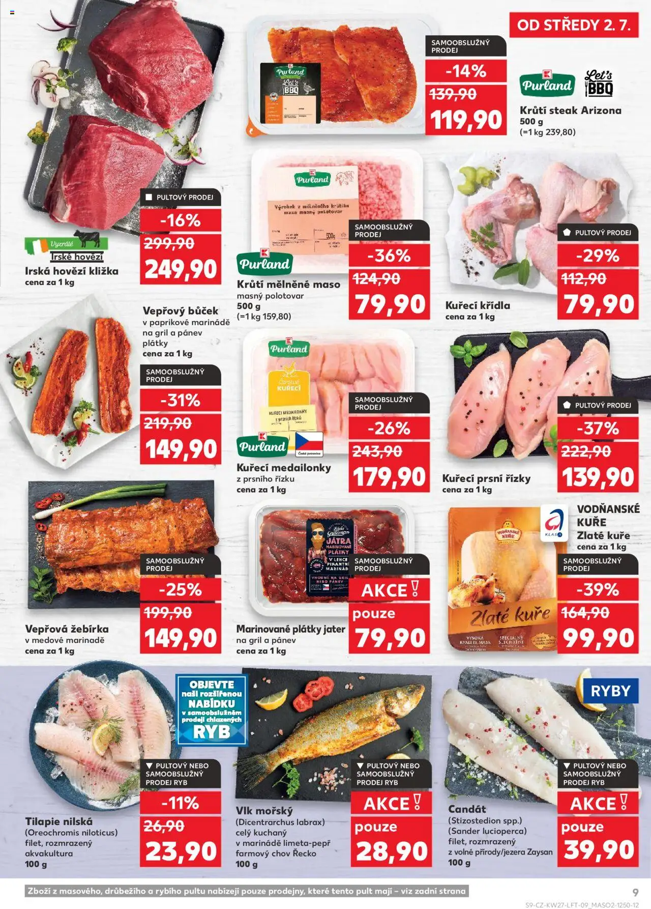 Kaufland leták od 02.07.2025 | Strana: 9 | Produkty: Hovězí, Hovězí kližka, Ryby, Gril