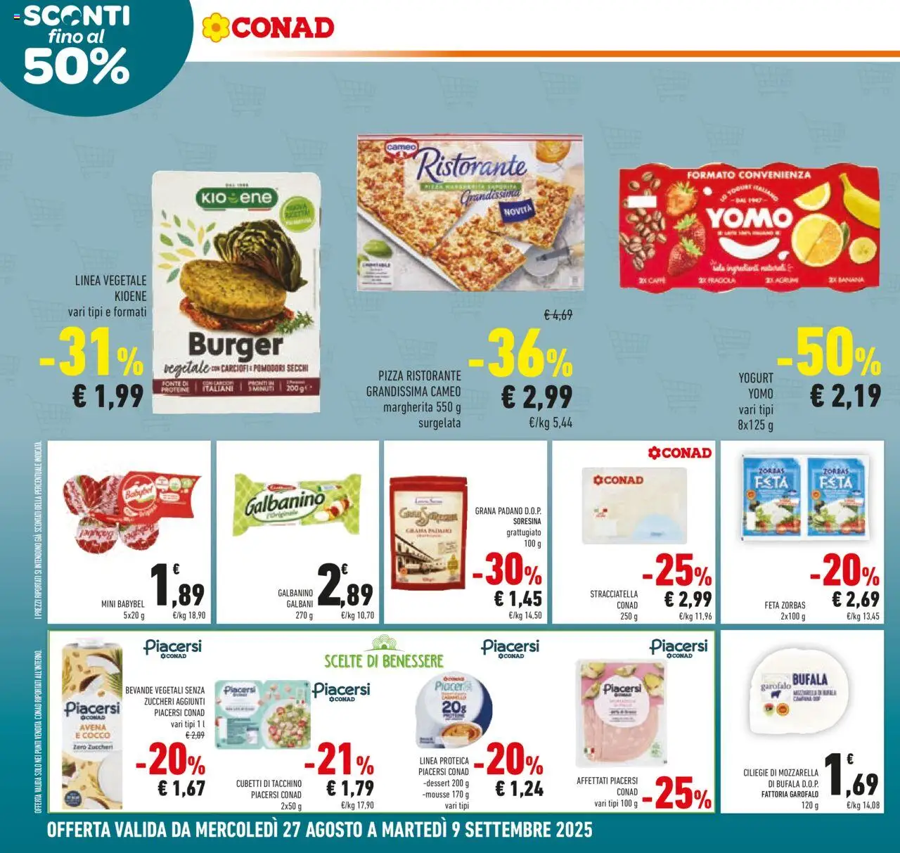 Volantino Conad del 27.08.2025 | Pagina: 14 | Prodotti: Pizza, Mozzarella, Cocco, Feta