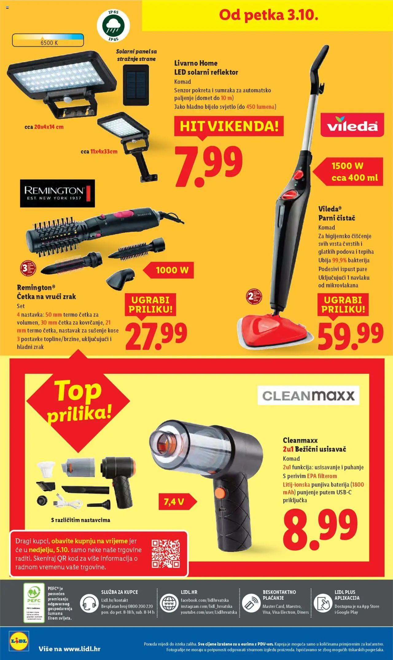 Lidl katalog | vrijedi od 29.09.2025 | Stranica: 76 | Proizvodi: Četka, Reflektor, Parni čistač, Vileda