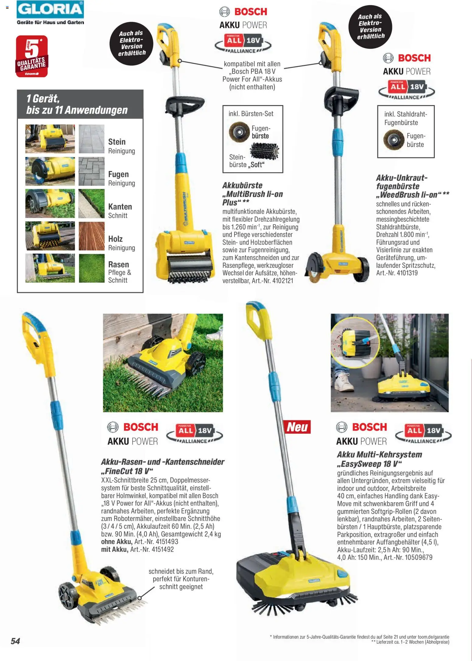 Toom Baumarkt Gartenpflege & Teich 2026 – gültig ab 20.02.2026 | Seite: 54 | Produkte: Bosch, Bürste