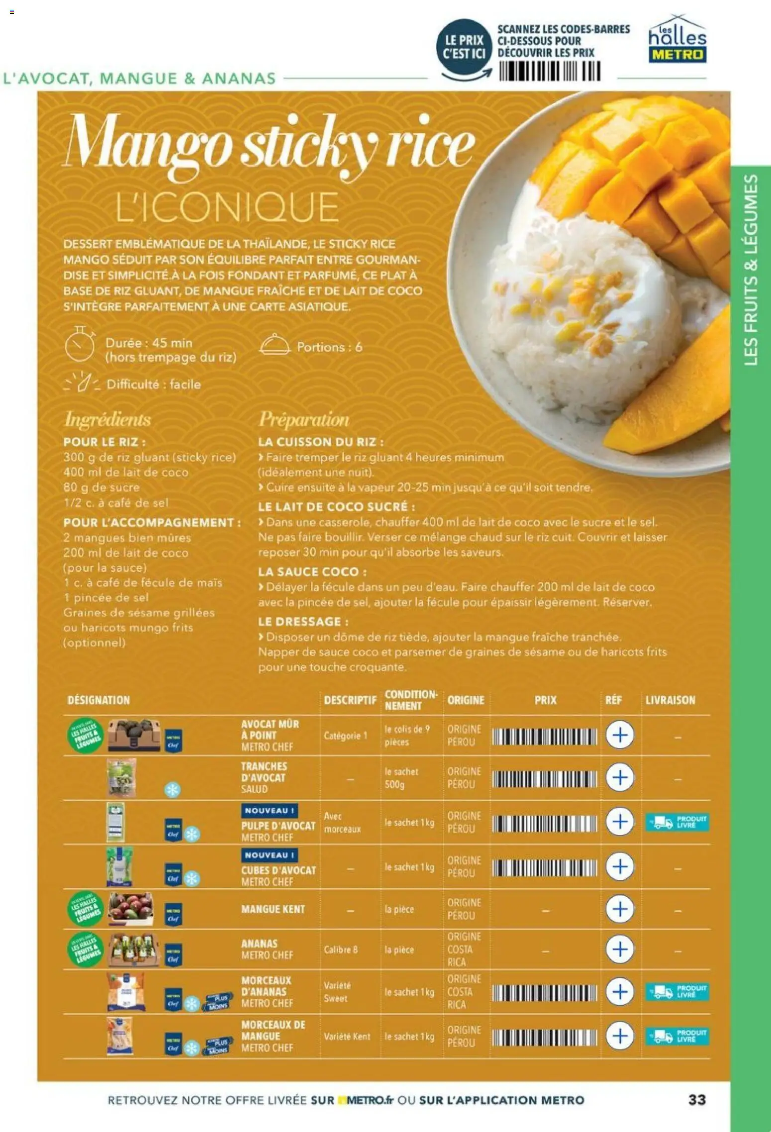 {H1} | Page: 33 | Produits: Avocat, Mais, Lait de coco, Sel