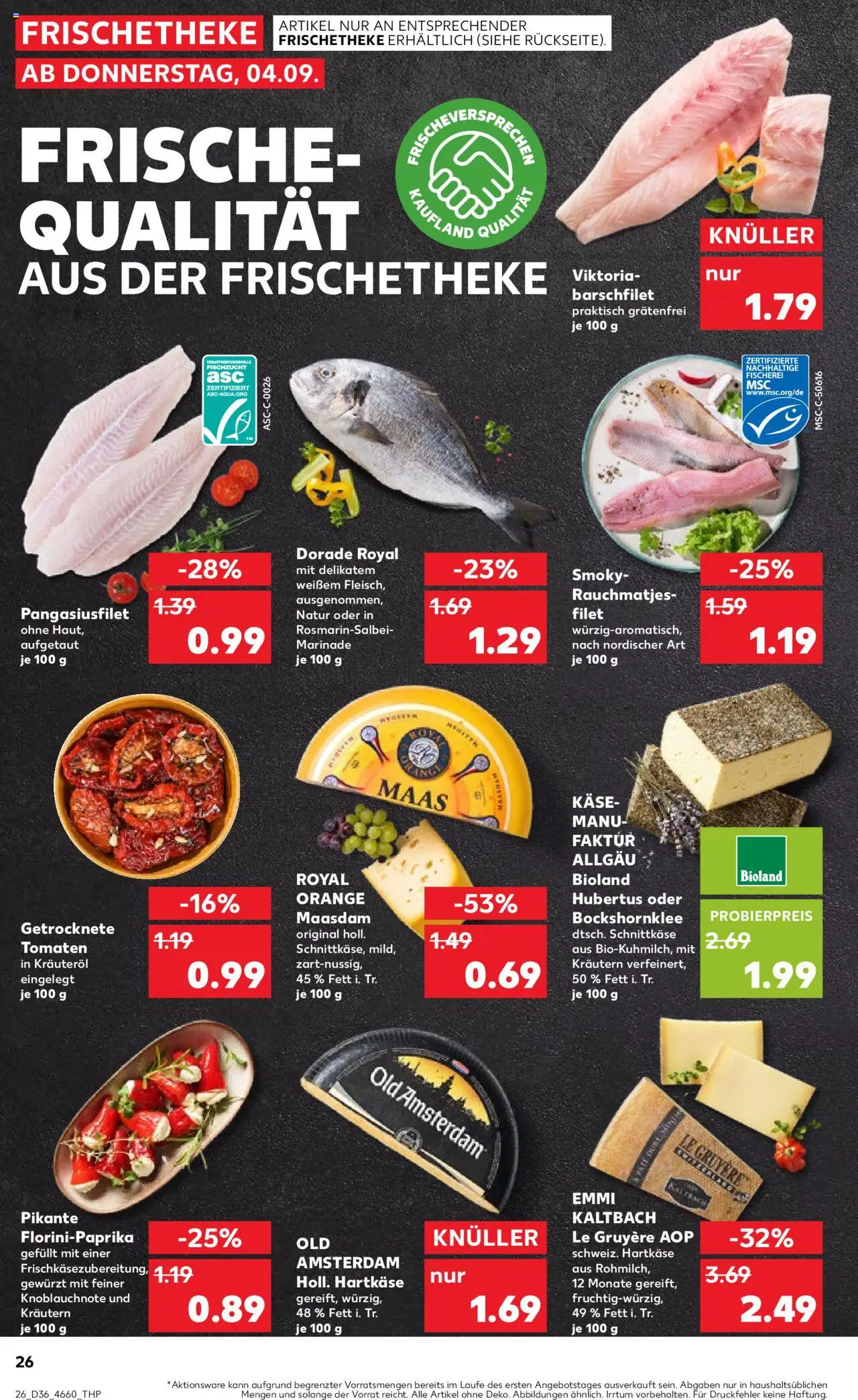 Kaufland prospekt Frankfurt (Oder)	 – gültig ab 04.09.2025 | Seite: 26 | Produkte: Dorade, Käse, Tomaten