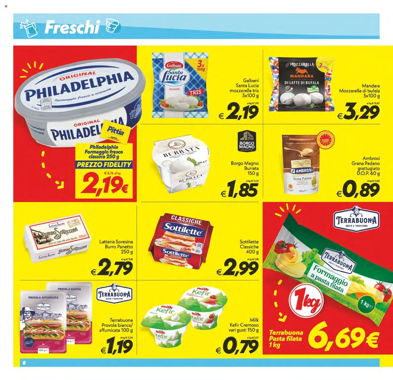 Volantino SuperConveniente del 04.11.2025 | Pagina: 8 | Prodotti: Mozzarella, Grana Padano, Provola, Burrata