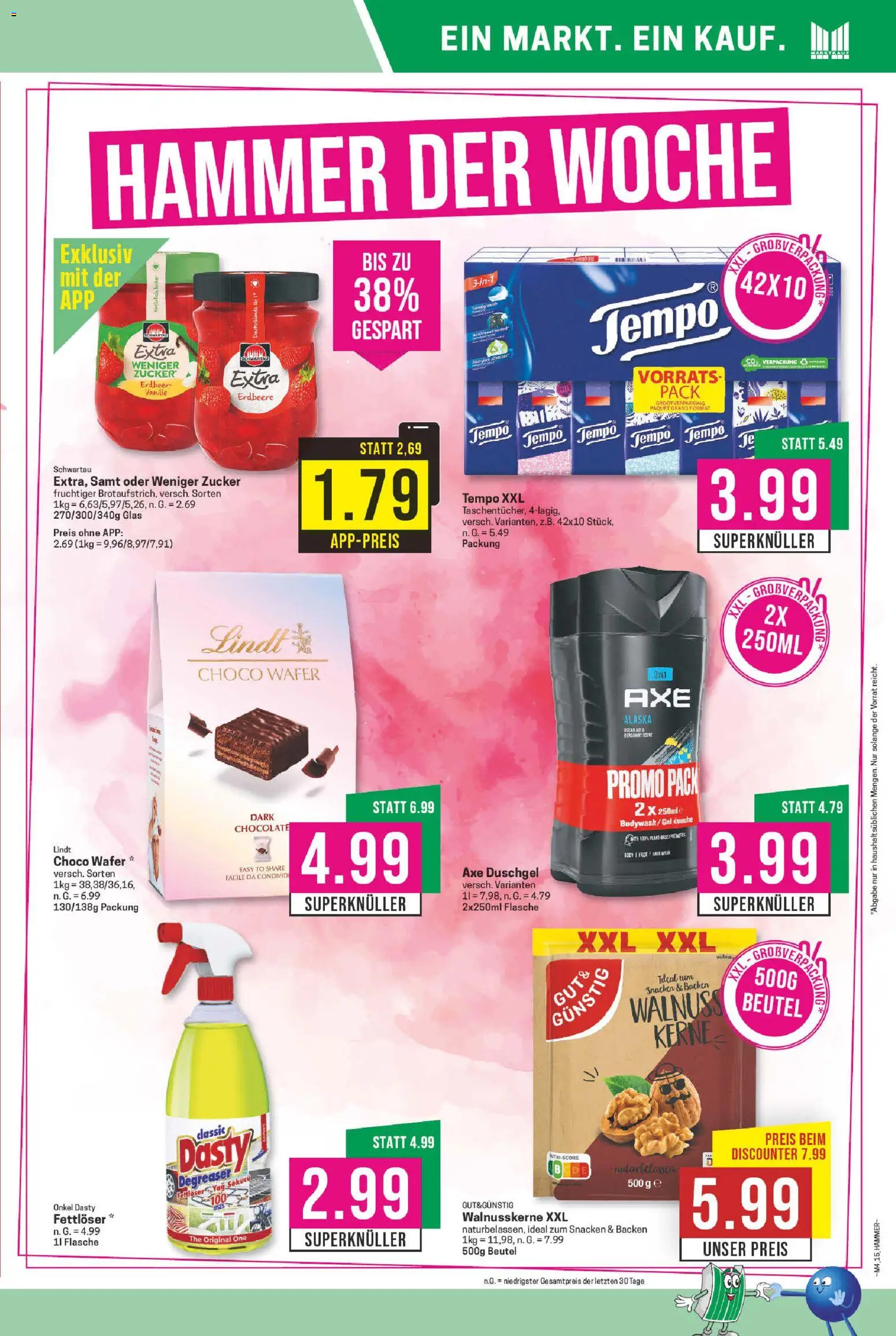 Marktkauf Prospekt 	 – gültig ab 19.01.2026 | Seite: 15 | Produkte: Duschgel, Zucker, Axe, Tempo