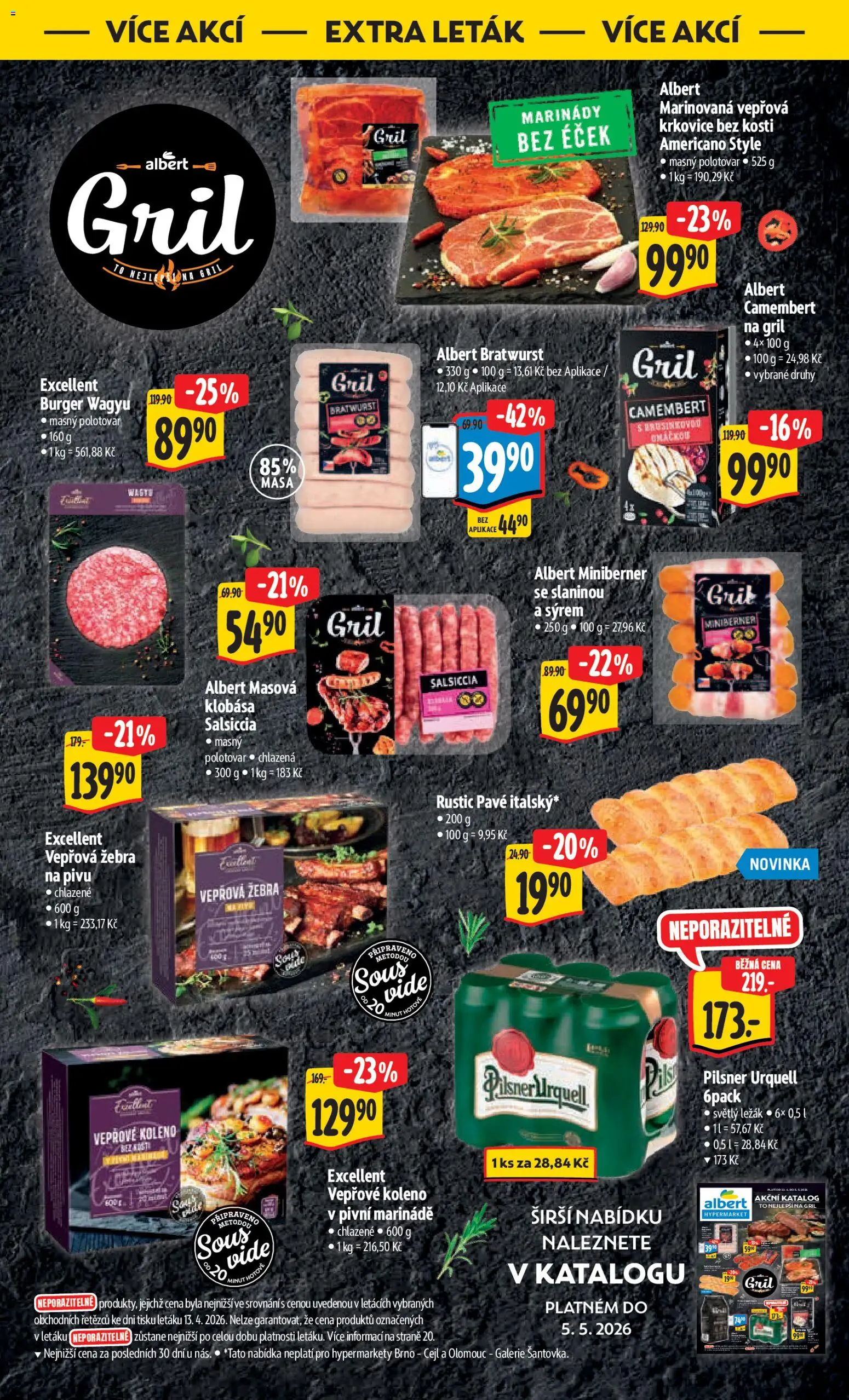 Albert leták - Hypermarket od 29.04.2026 | Strana: 36 | Produkty: Vepřové koleno, Klobása, Salsiccia, Krkovice bez kosti