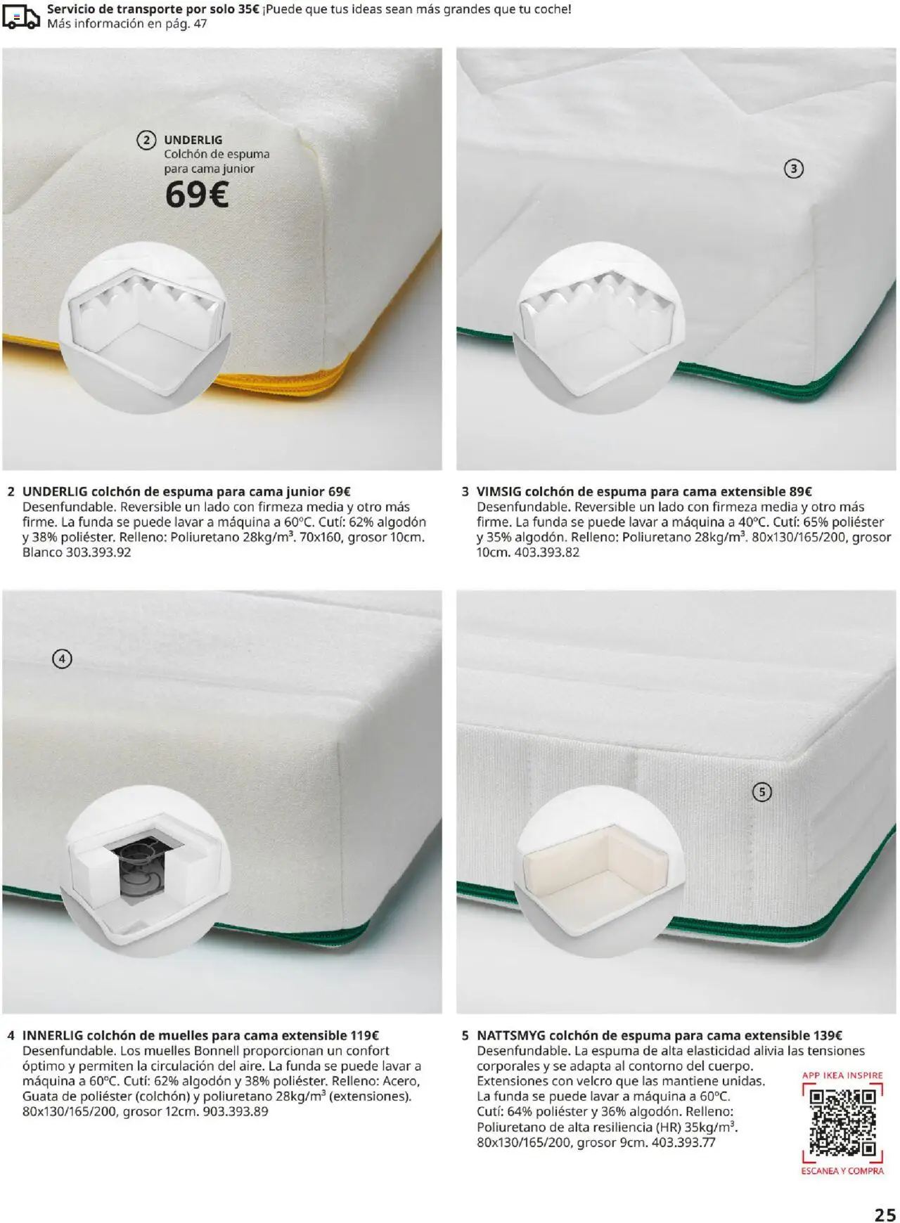 Catálogo IKEA y los niños │ válido desde el 01.09.2025 | Página: 25 | Productos: Colchon, Funda, Cama