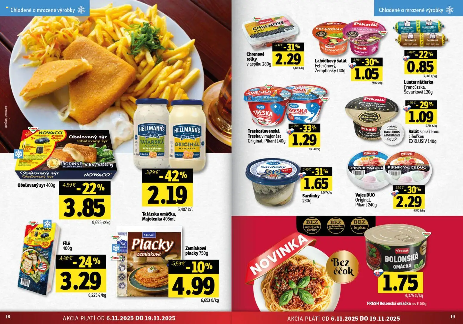 Nové Fresh akcie – leták je platný od 06.11.2025 | Strana: 10 | Produkty: Syr, Sardinky, Šalát, Treska