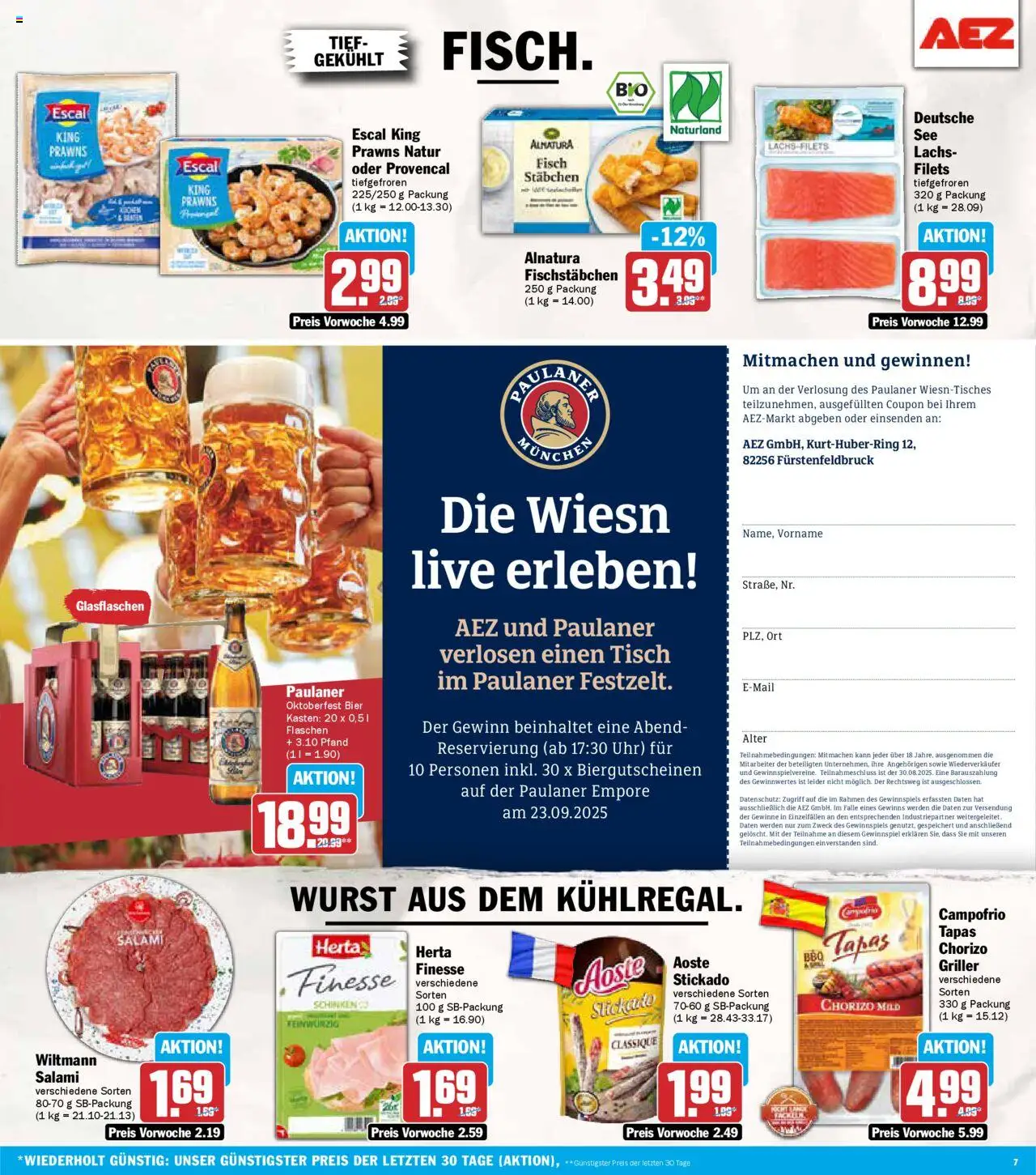 AEZ Prospekt 	 - gültig ab dem 18.08.2025 | Seite: 7 | Produkte: Bier, Fisch, Fischstabchen, Griller
