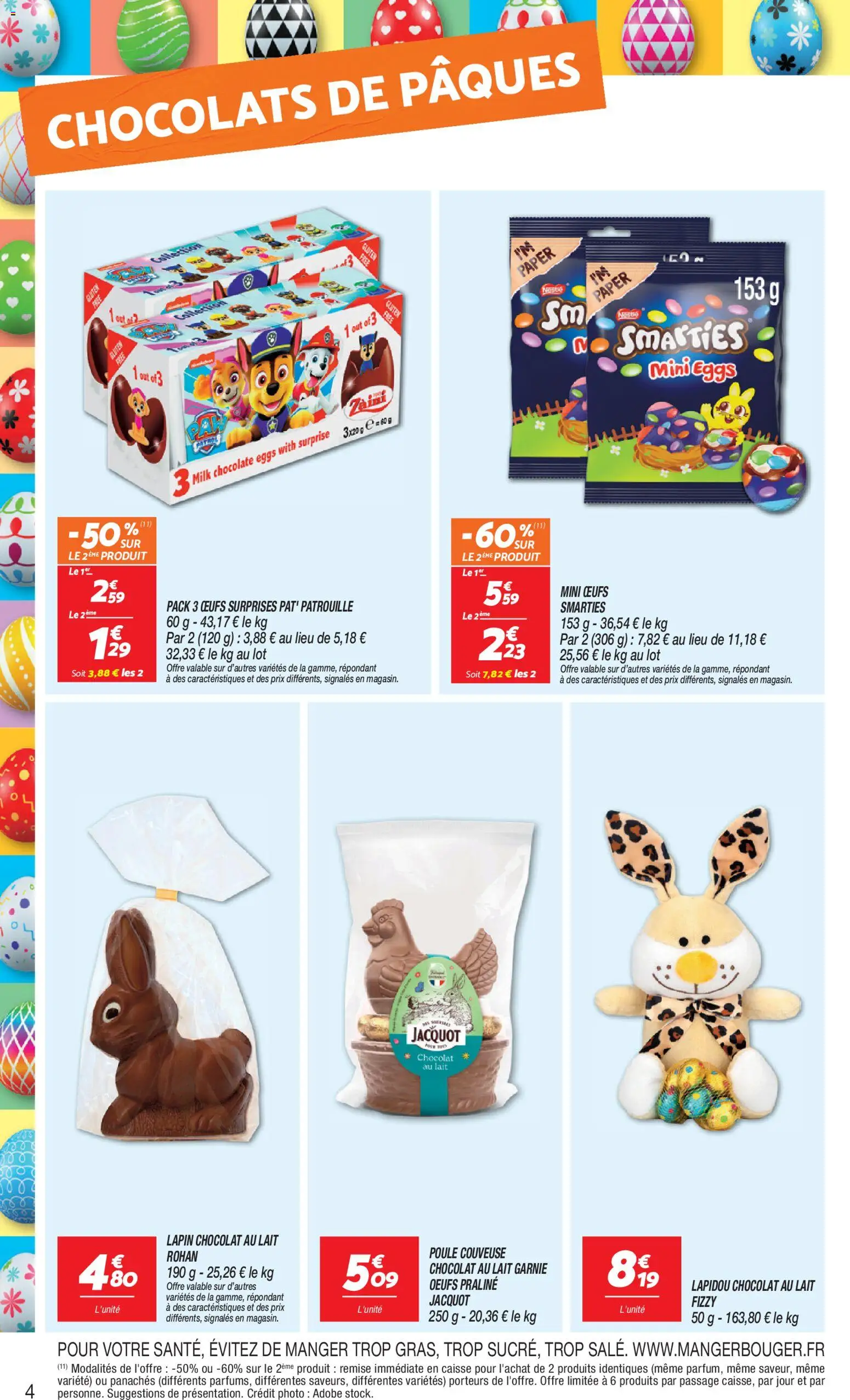 {H1} | Page: 4 | Produits: Lapin, Lait, Œufs, Chocolat