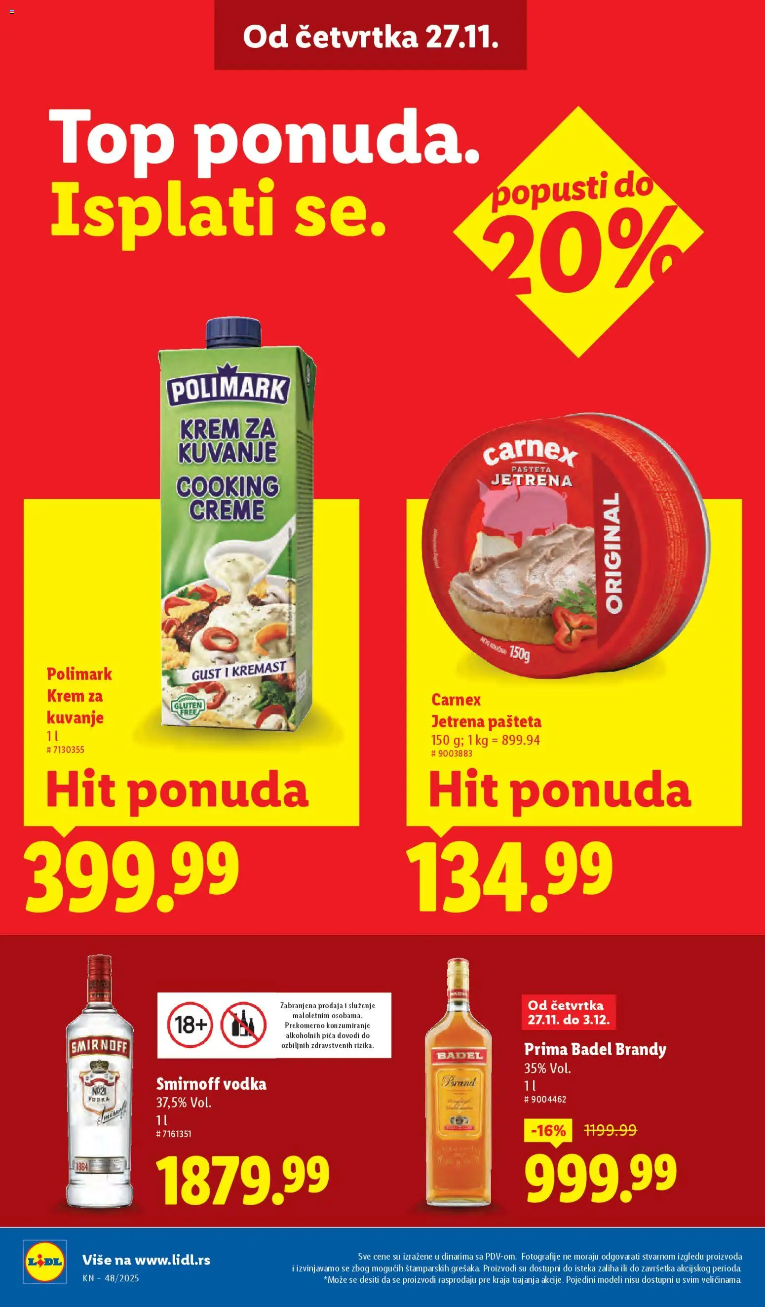 Lidl katalog - važi od 27.11.2025 | Strana: 28 | Proizvode: Vodka, Pica, Pašteta