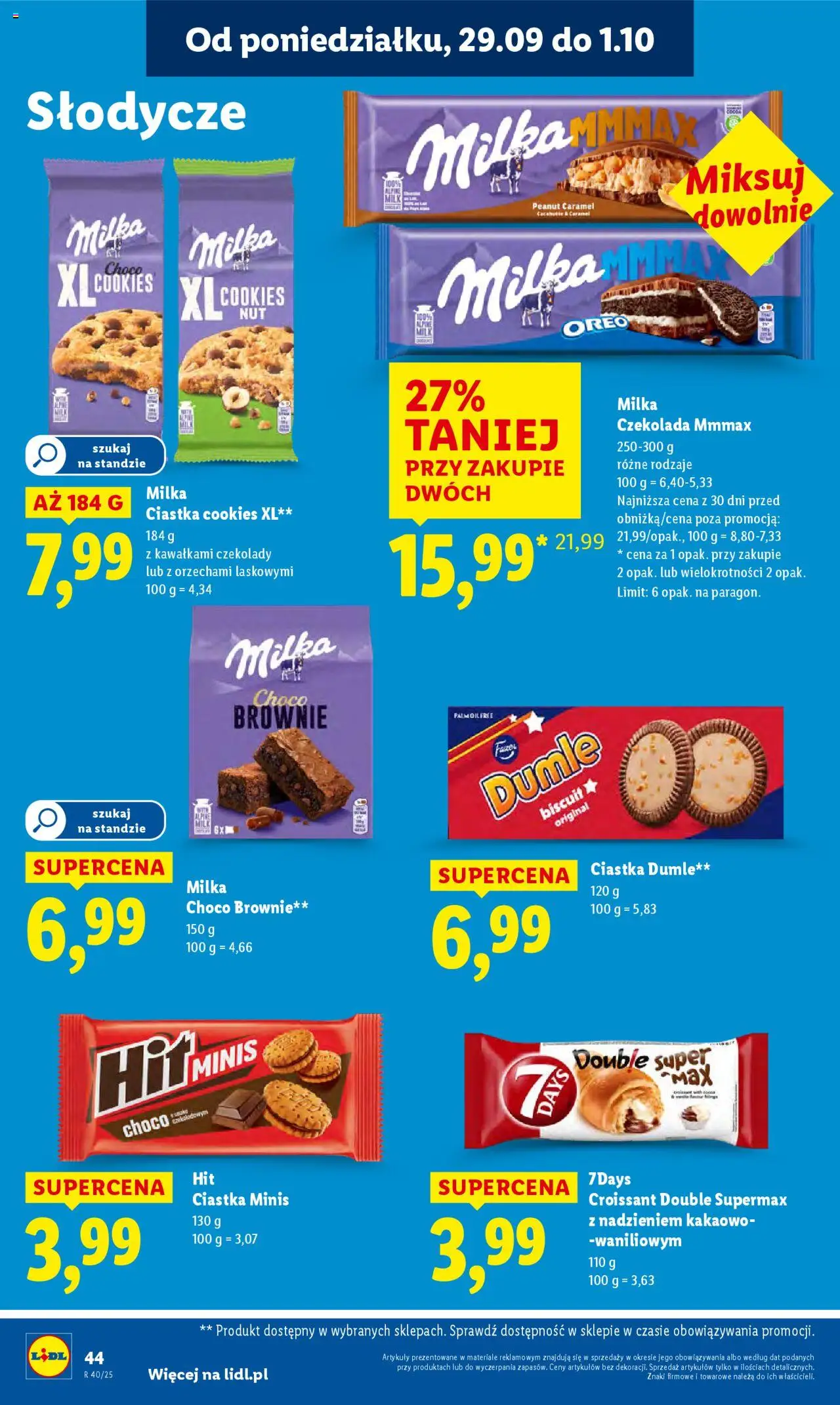 Lidl Gazetka od 29.09.2025 | Strona: 48 | Produkty: Słodycze, Czekolada, Brownie, Ciastka