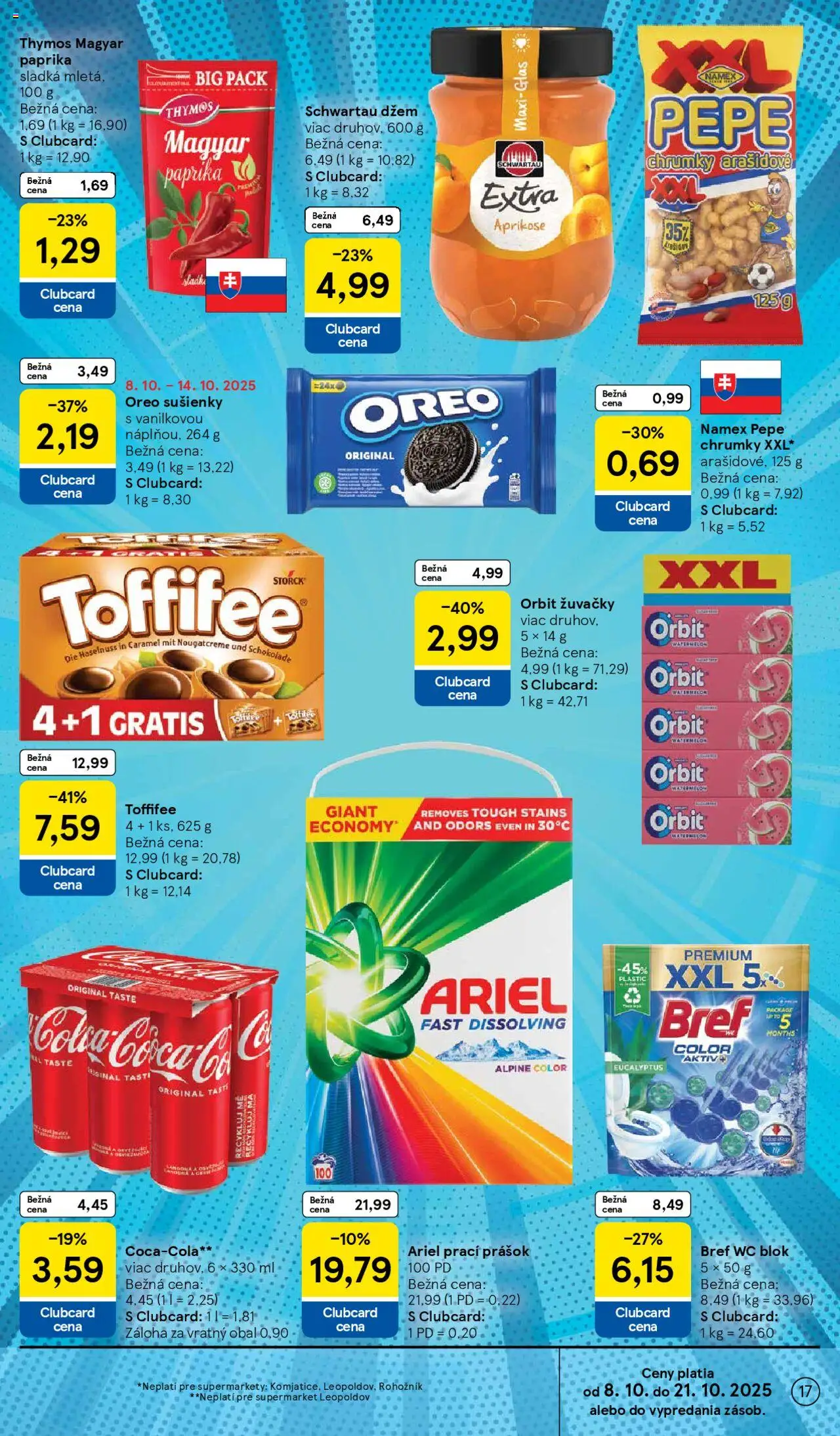 Nové Tesco akcie – leták je platný od 08.10.2025 | Strana: 17 | Produkty: Paprika, Prací prášok, Toffifee, Ariel