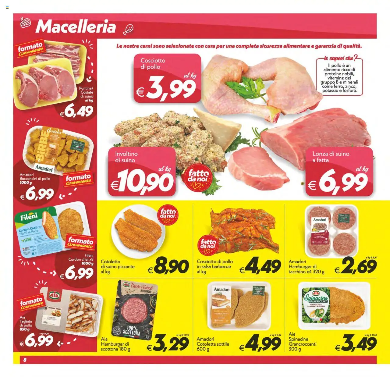 Volantino SuperConveniente del 03.10.2025 | Pagina: 8 | Prodotti: Pollo, Tacchino, Barbecue, Spinaci