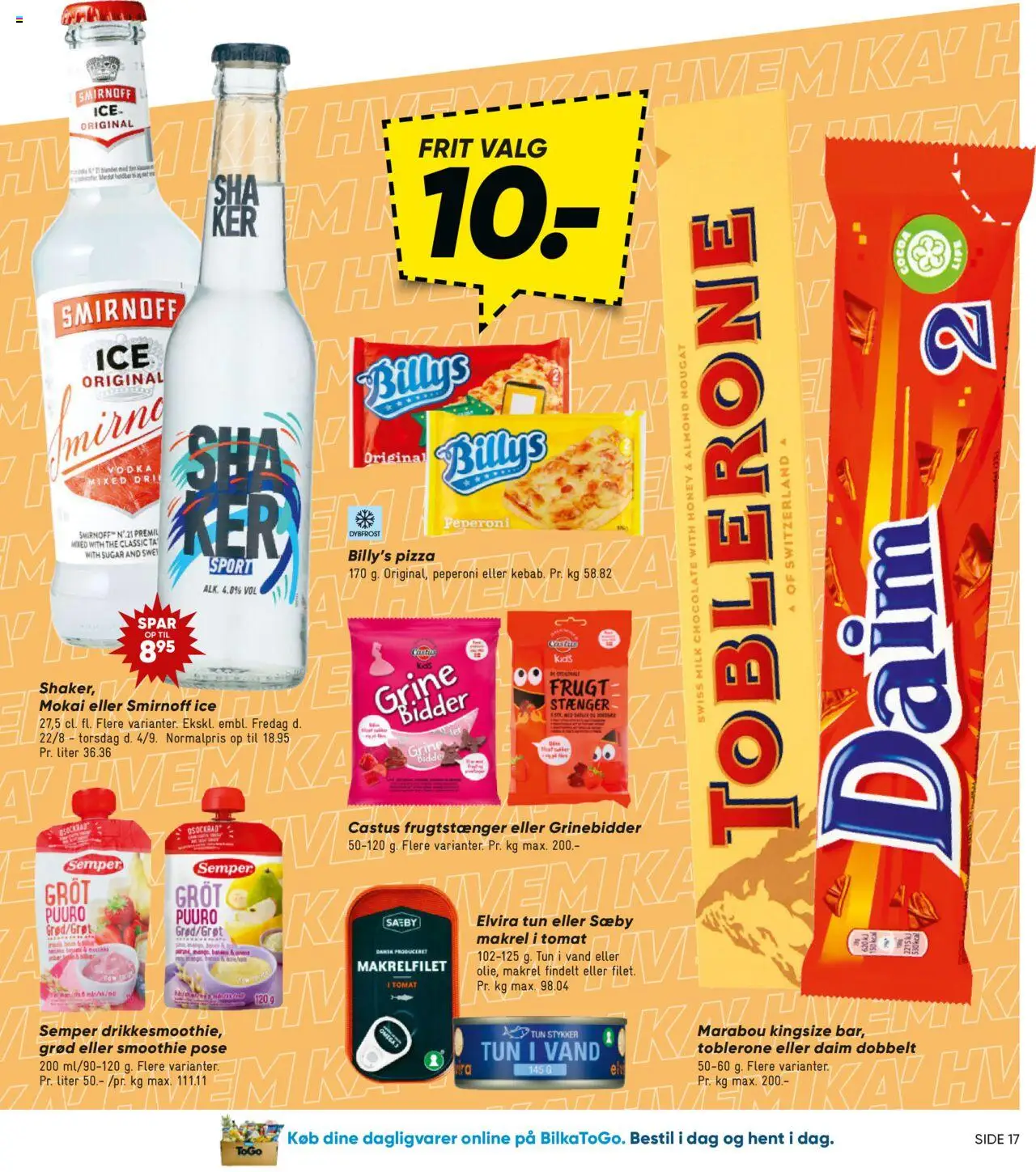 Bilka Tilbudsavis gyldig fra 22.08.2025 | Side: 17 | Produkter: Pizza, Makrel, Tun, Smoothie