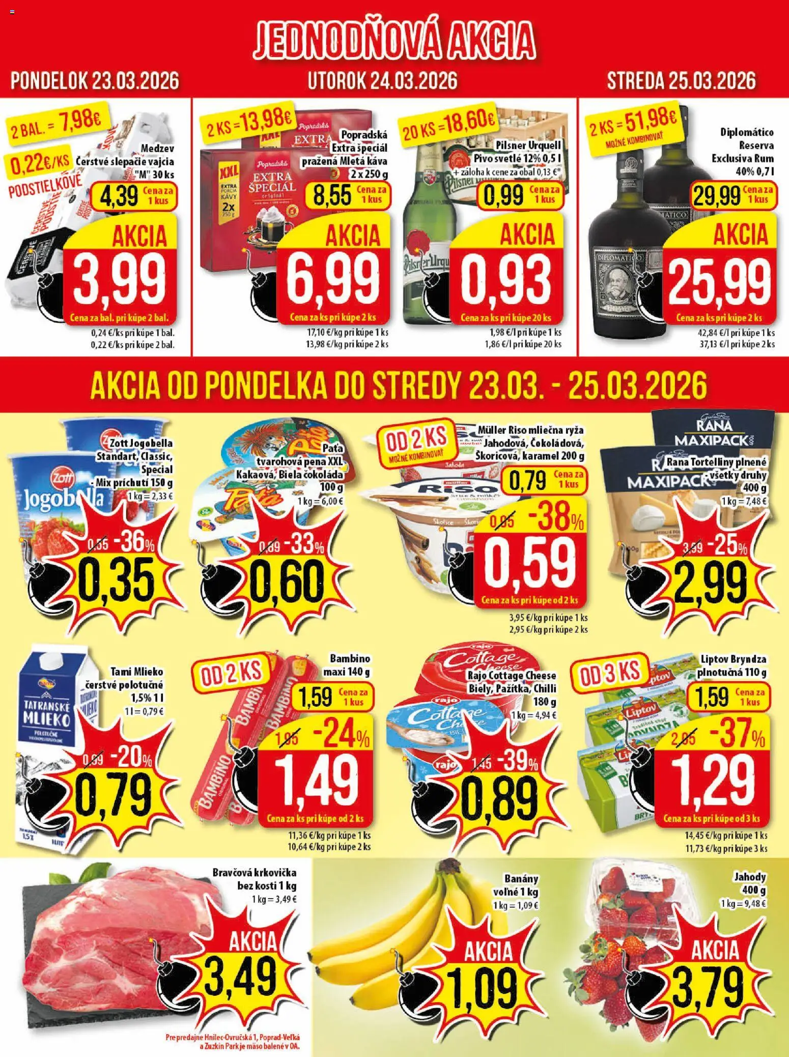 Nové Klas akcie – leták je platný od 23.03.2026 | Strana: 2 | Produkty: Vajcia, Káva, Banány, Jahody