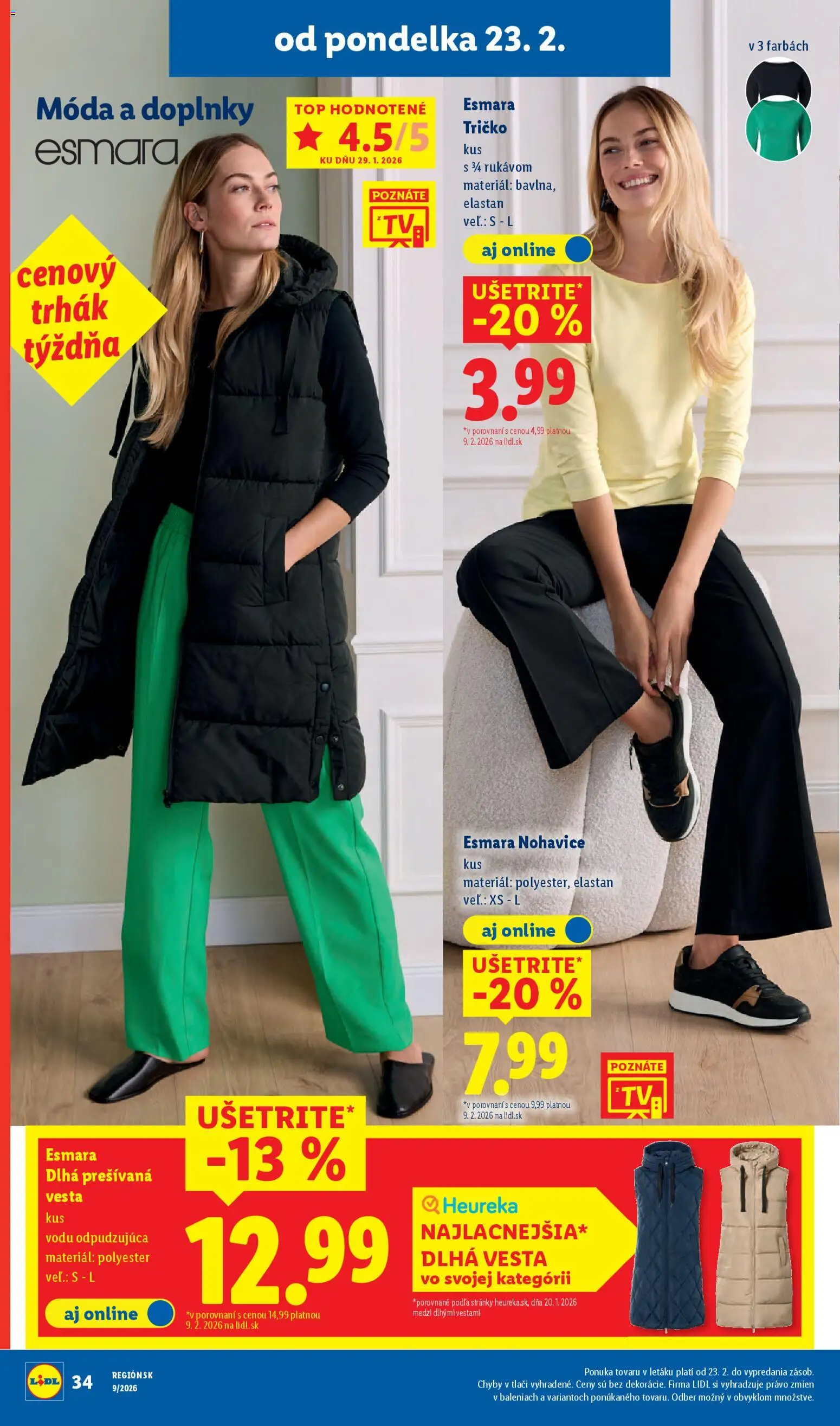 Nové Lidl akcie – leták je platný od 23.02.2026 | Strana: 44 | Produkty: Tričko, Vesta, Nohavice