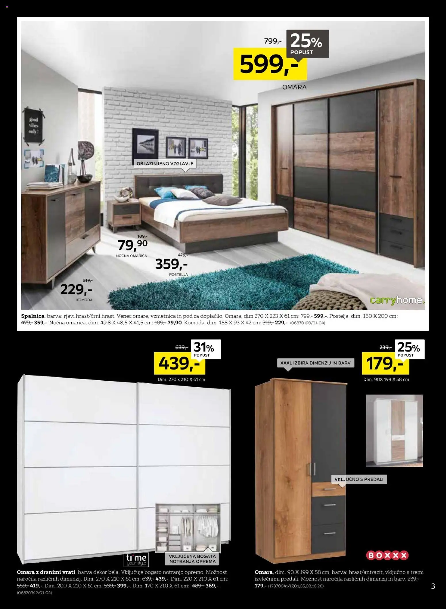 Novi XXXL Lesnina katalog ponudbe – veljaven od 17.11.2025 | Stran: 3 | Izdelki: Postelja, Komoda, Nocna omarica, Omarica