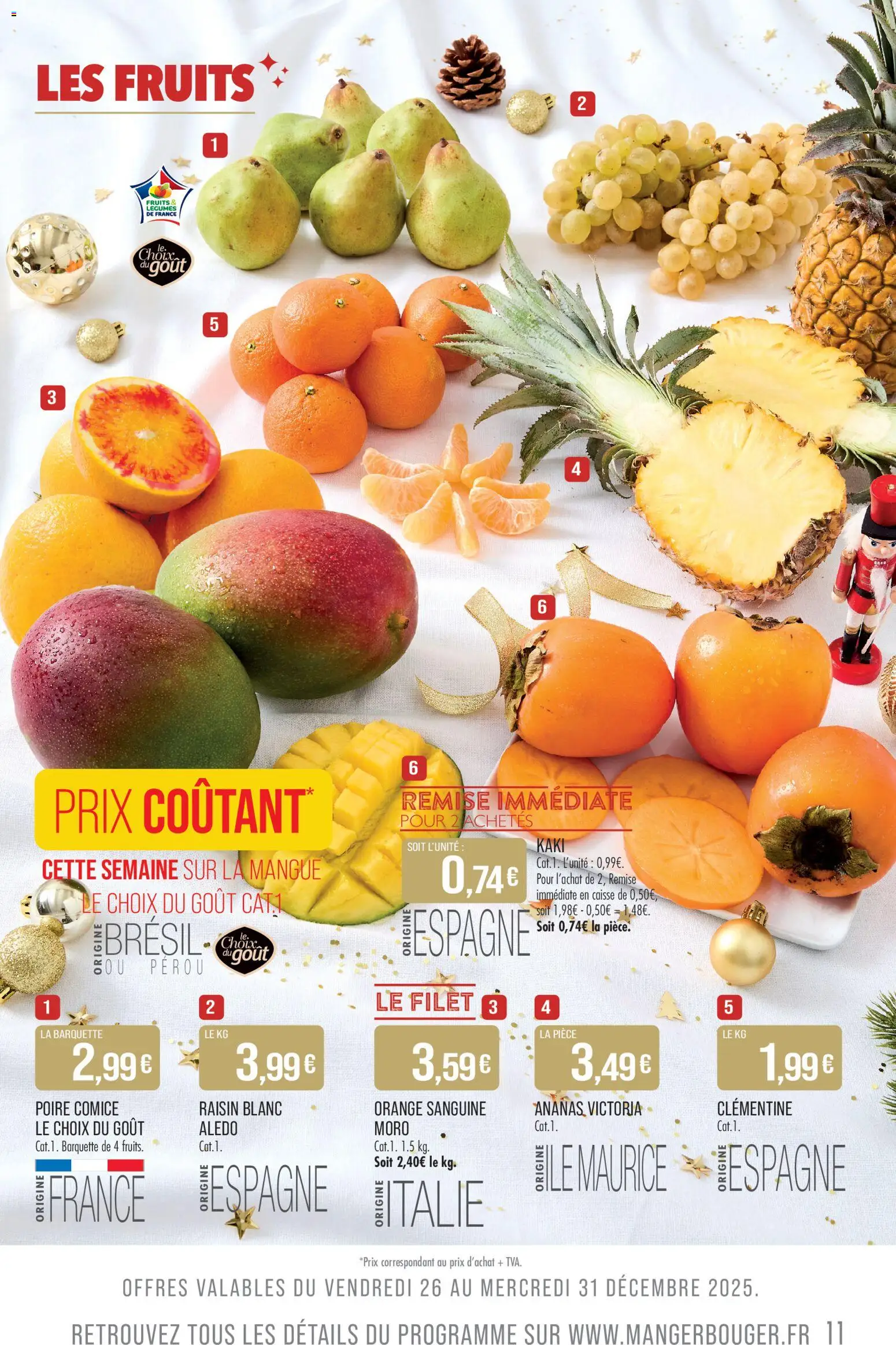 {H1} | Page: 11 | Produits: Clémentine, Mangue, Poire, Ananas