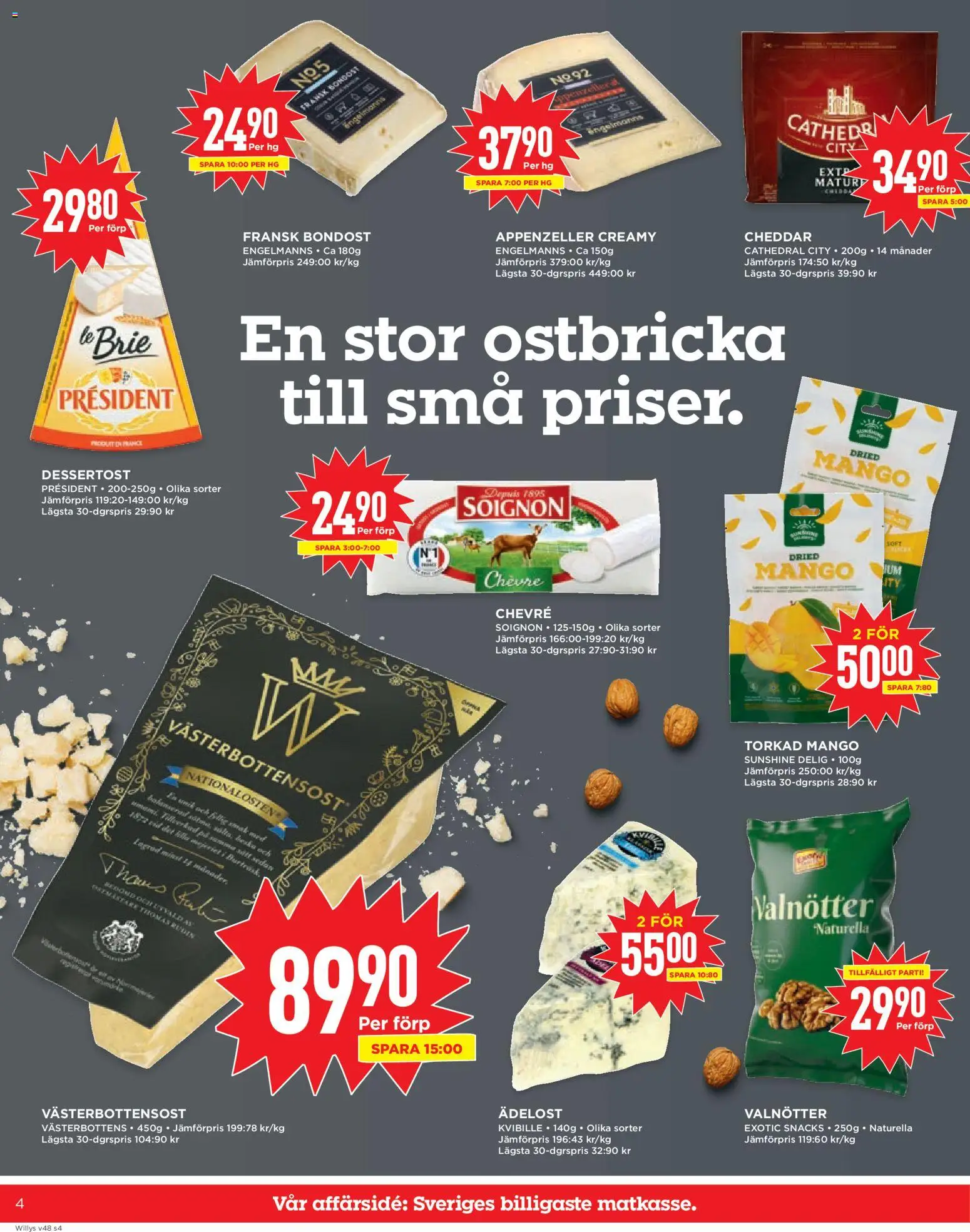Willys reklamblad aktuell från 24.11.2025 | Sida: 4 | Produkter: Cheddar, Mango