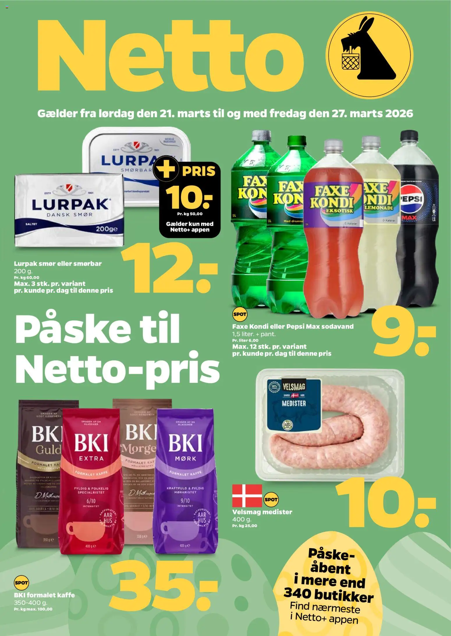 Netto tilbudsavis – gyldig fra 21.03.2026 | Side: 1 | Produkter: Smør, Kaffe, Faxe Kondi, Pepsi