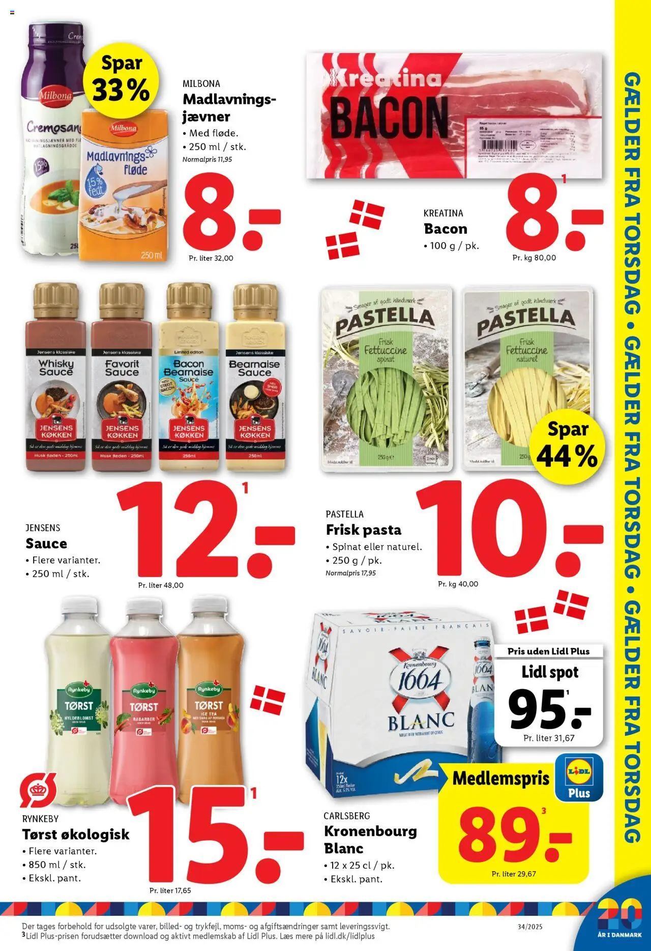 Lidl Tilbudsavis gyldig fra 17.08.2025 | Side: 25 | Produkter: Rabarber, Pasta, Bacon, Spinat
