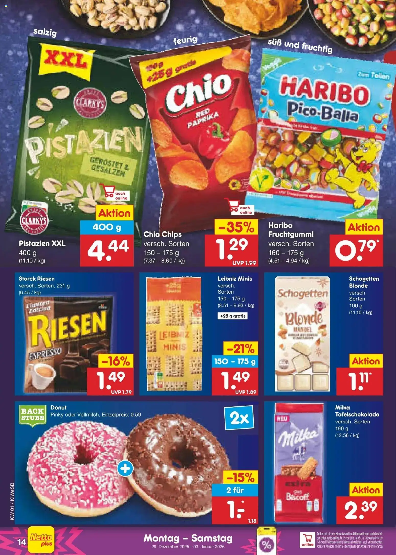 Netto Marken-Discount prospekt Bad Friedrichshall	 – gültig ab 28.12.2025 | Seite: 14 | Produkte: Haribo, Pistazien, Paprika, Schogetten