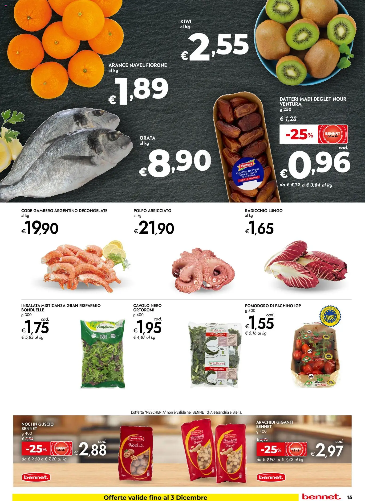 Volantino bennet del 20.11.2025 | Pagina: 15 | Prodotti: Misticanza, Arance, Pomodoro, Arachidi