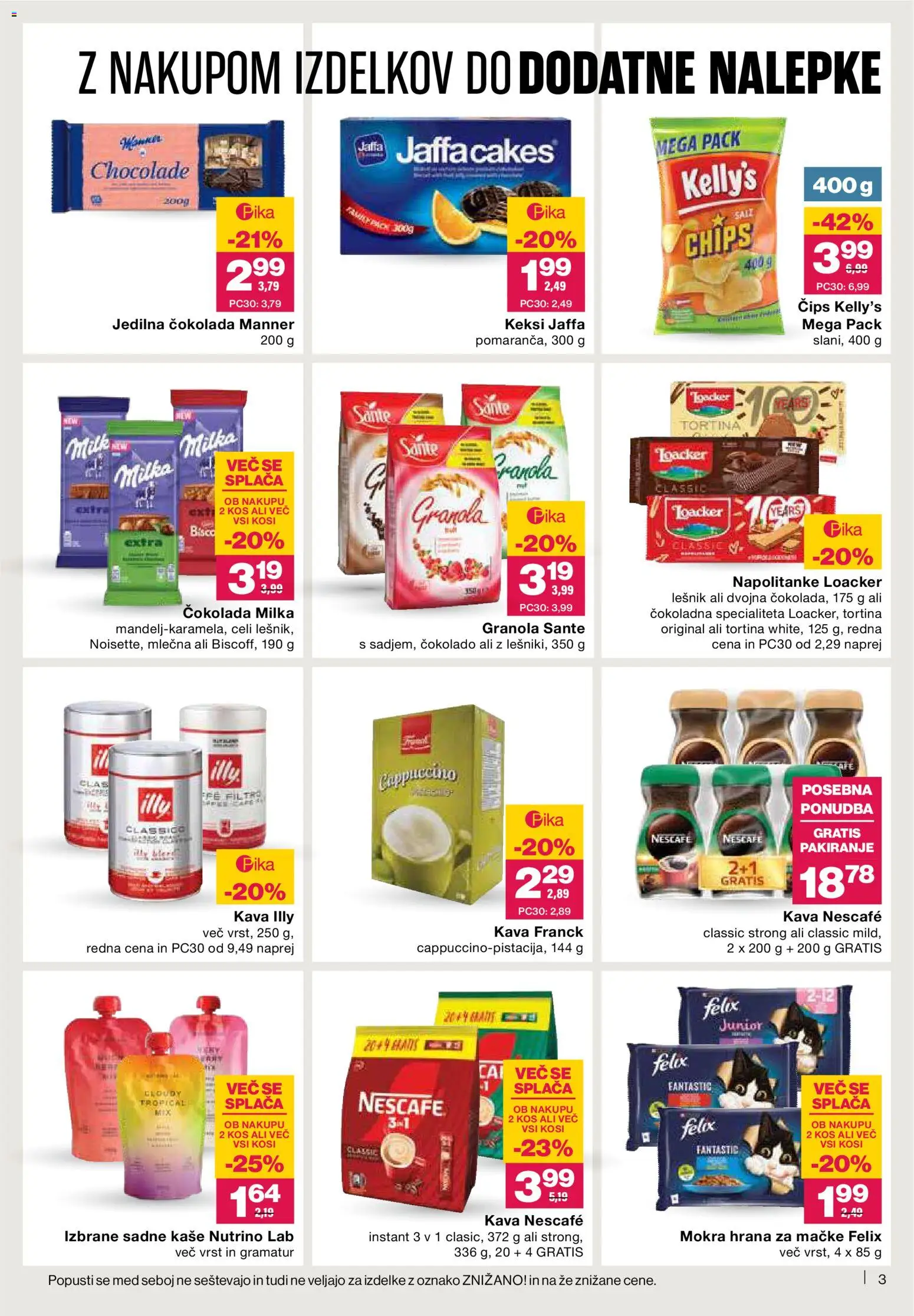 Novi Mercator katalog ponudbe – veljaven od 20.11.2025 | Stran: 3 | Izdelki: Napolitanke, Hrana za mačke, Kava, Cokolada