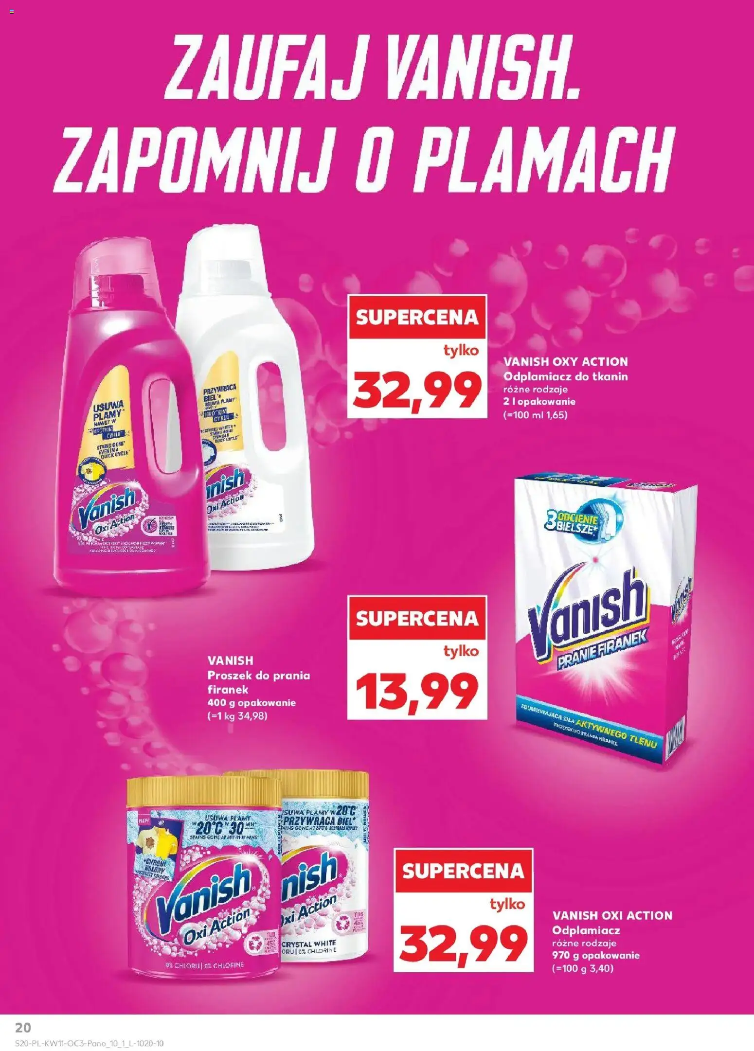 Kaufland gazetka - Dom na Wielkanoc od 12.03.2026 | Strona: 20 | Produkty: Vanish, Oxy, Proszek do prania, Odplamiacz