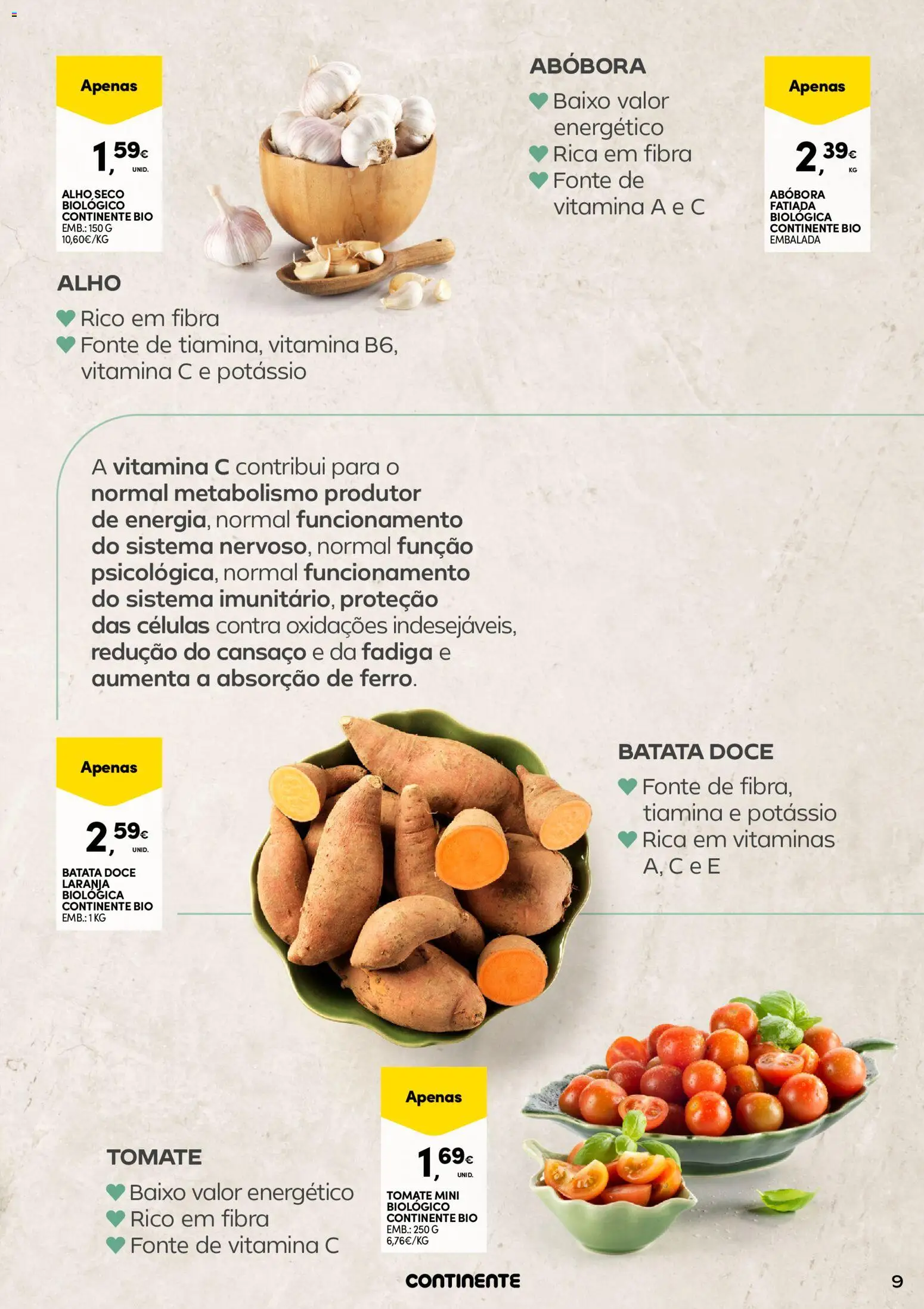 Continente - A frescura da primavera │ válido de 17.03.2026 | Página: 9 | Produtos: Batata, Abóbora, Vitamina c, Tomate