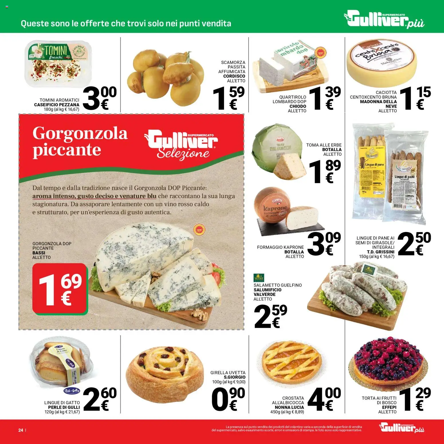 Volantino Gulliver del 13.01.2026 | Pagina: 24 | Prodotti: Pane, Formaggio, Torta, Gorgonzola