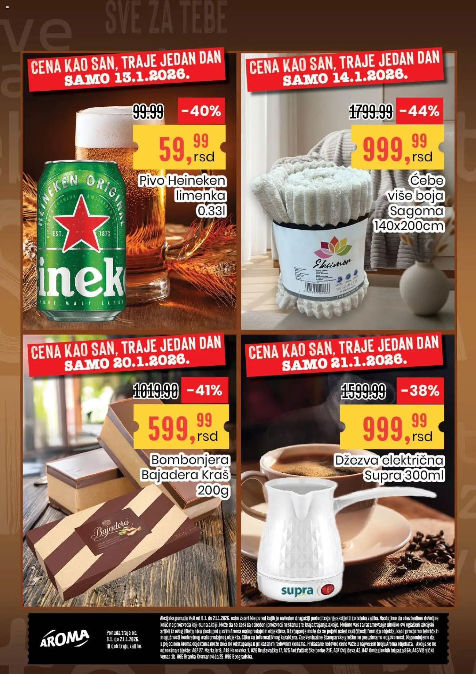 Aroma Market katalog - važi od 08.01.2026 | Strana: 16 | Proizvode: Ćebe, Heineken, Bombonjera, Džezva